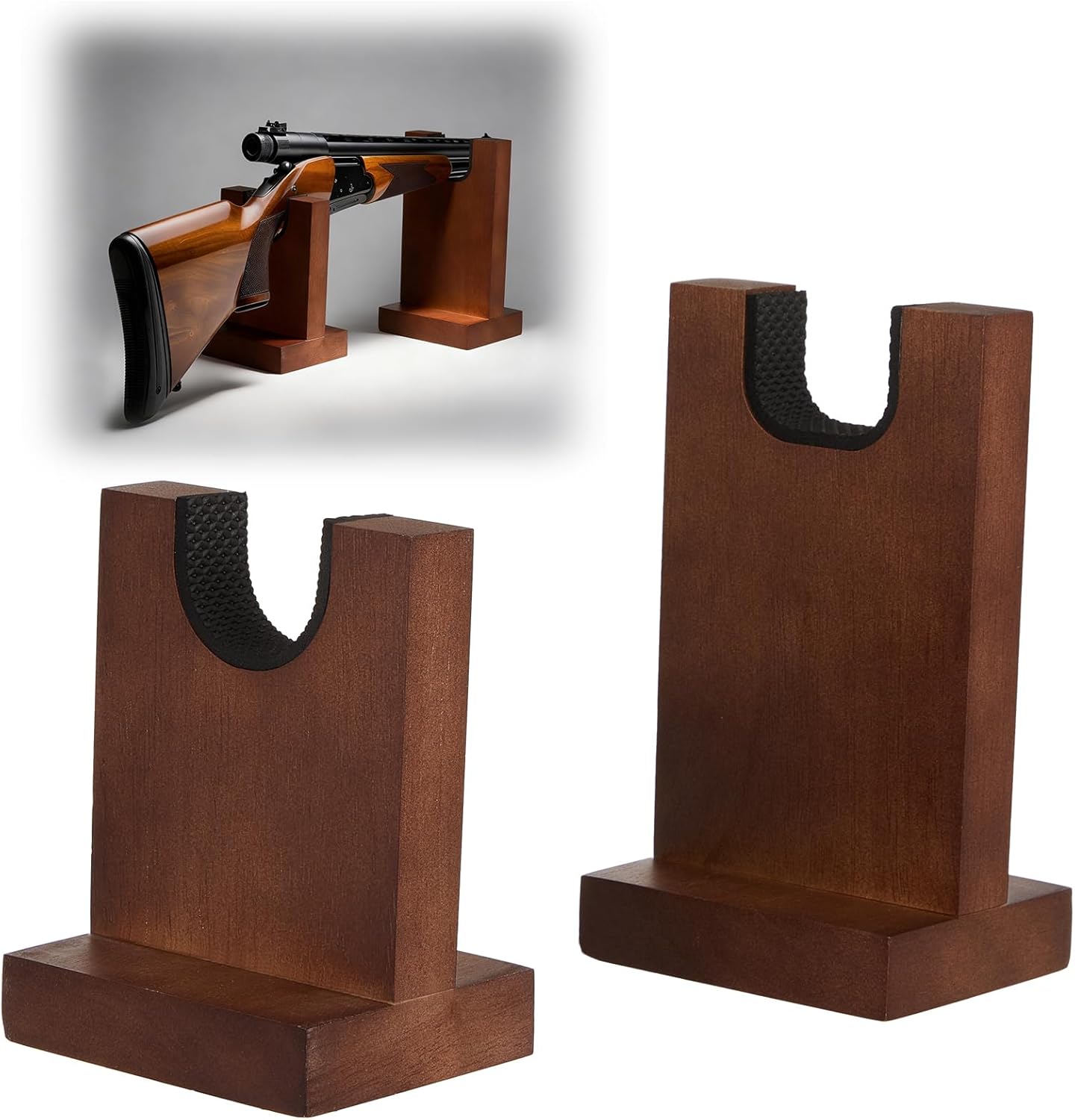Wood Gun Display Stands, U-shaped Top Rustic Wood Display Stands Rifle Rack Gun Rack for Smaller Rifles Long Guns Firearms Weapons Collectables, Displays, Shows, Exhibits