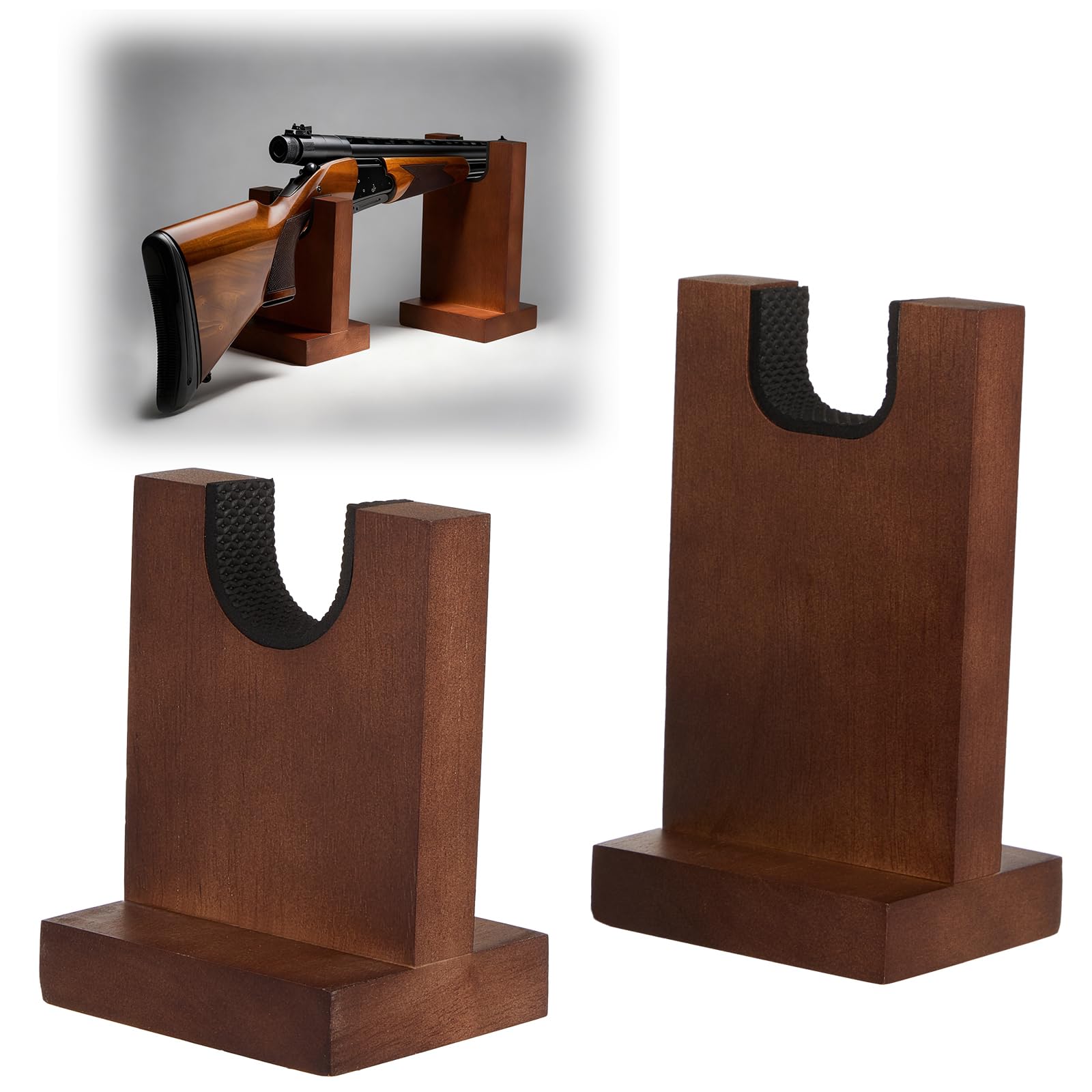 Wood Gun Display Stands, U-shaped Top Rustic Wood Display Stands Rifle Rack Gun Rack for Smaller Rifles Long Guns Firearms Weapons Collectables, Displays, Shows, Exhibits