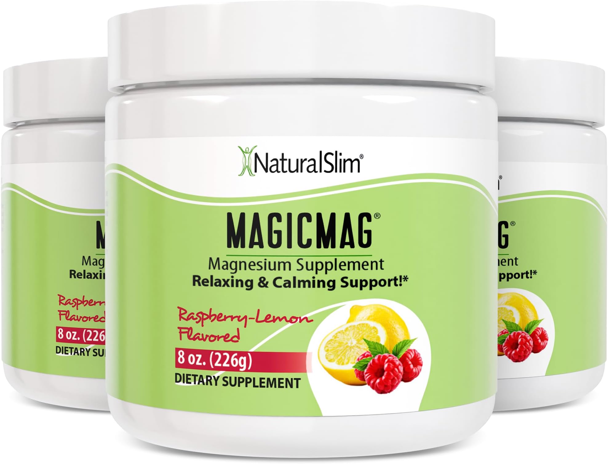 MagicMag Magnesium Citrate Powder, Raspberry Lemon, 8 oz, 3 Pack