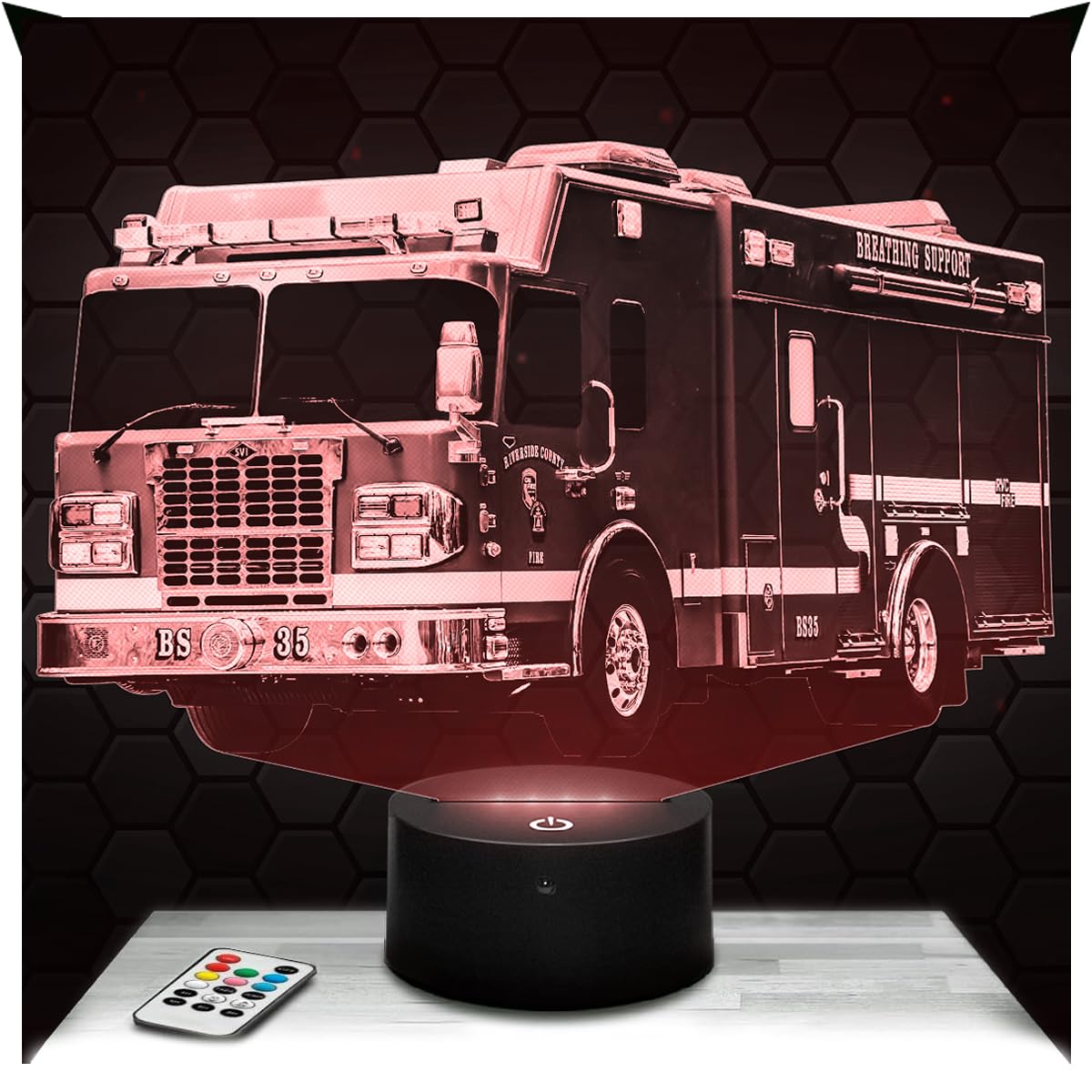 Lampephoto.fr - American Fire Truck Firefighter, Firefighter Gift Idea Office Living Room lamp Man Christmas, Gift idea Fan of American Fire Truck Firefighter, Led Bedside, Merchandising TOP