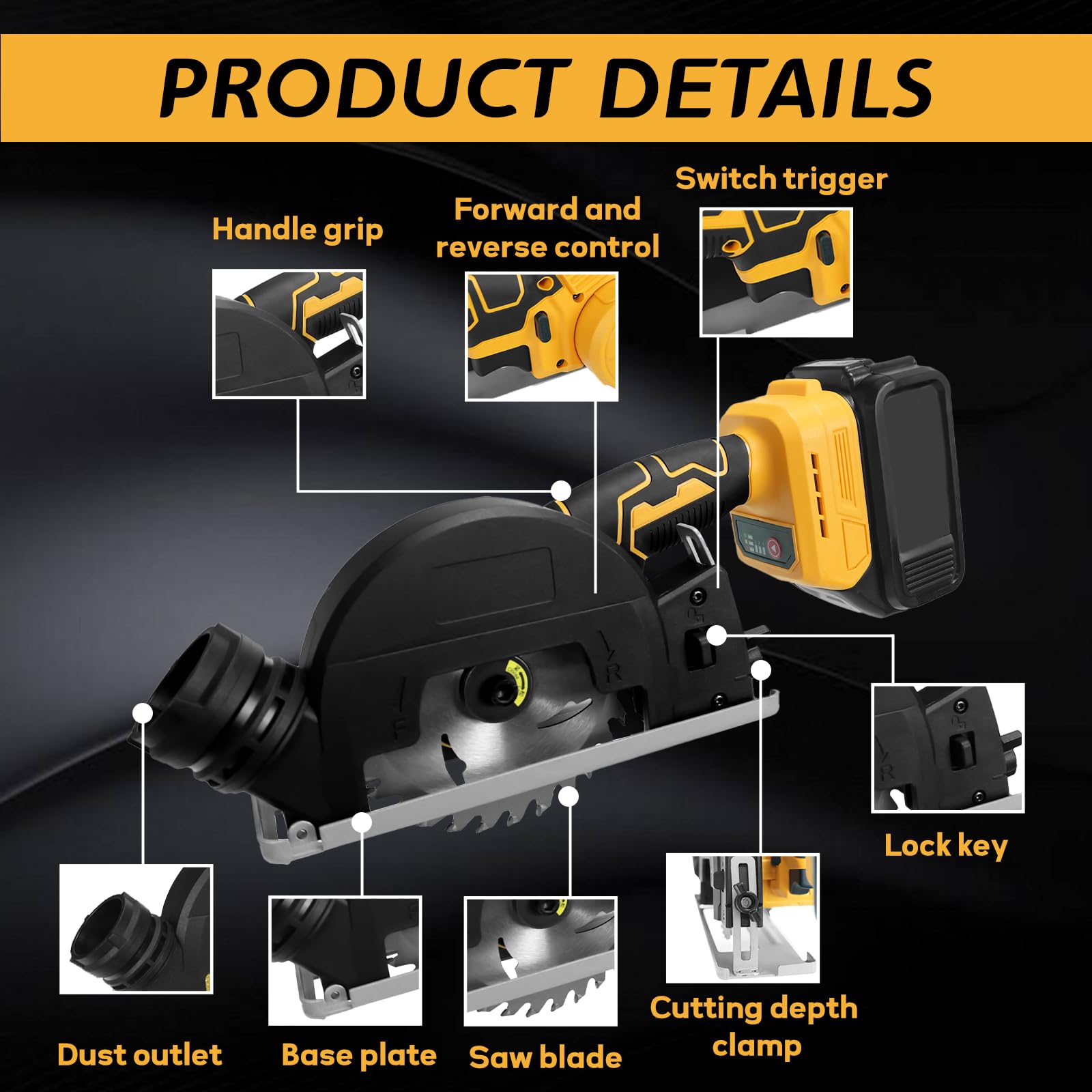 Bezprzewodowa piła tarczowa do baterii Dewalt 20 V, bezszczotkowa Power Mini piła kątowa, 3 prędkości i 12 000 obr./min, głębokość cięcia 20 mm, do metalu, drewna, tworzywa sztucznego (bez baterii)