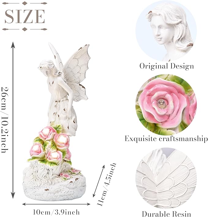 The white outdoor statues are made of durable resin material that is weather-resistant, ensuring they can withstand the elements and remain beautiful for years to come. These statues are perfect for adding a touch of whimsy to your lawn, yard, or garden. They make for great housewarming gifts for moms or anyone who loves gardening and outdoor decor.