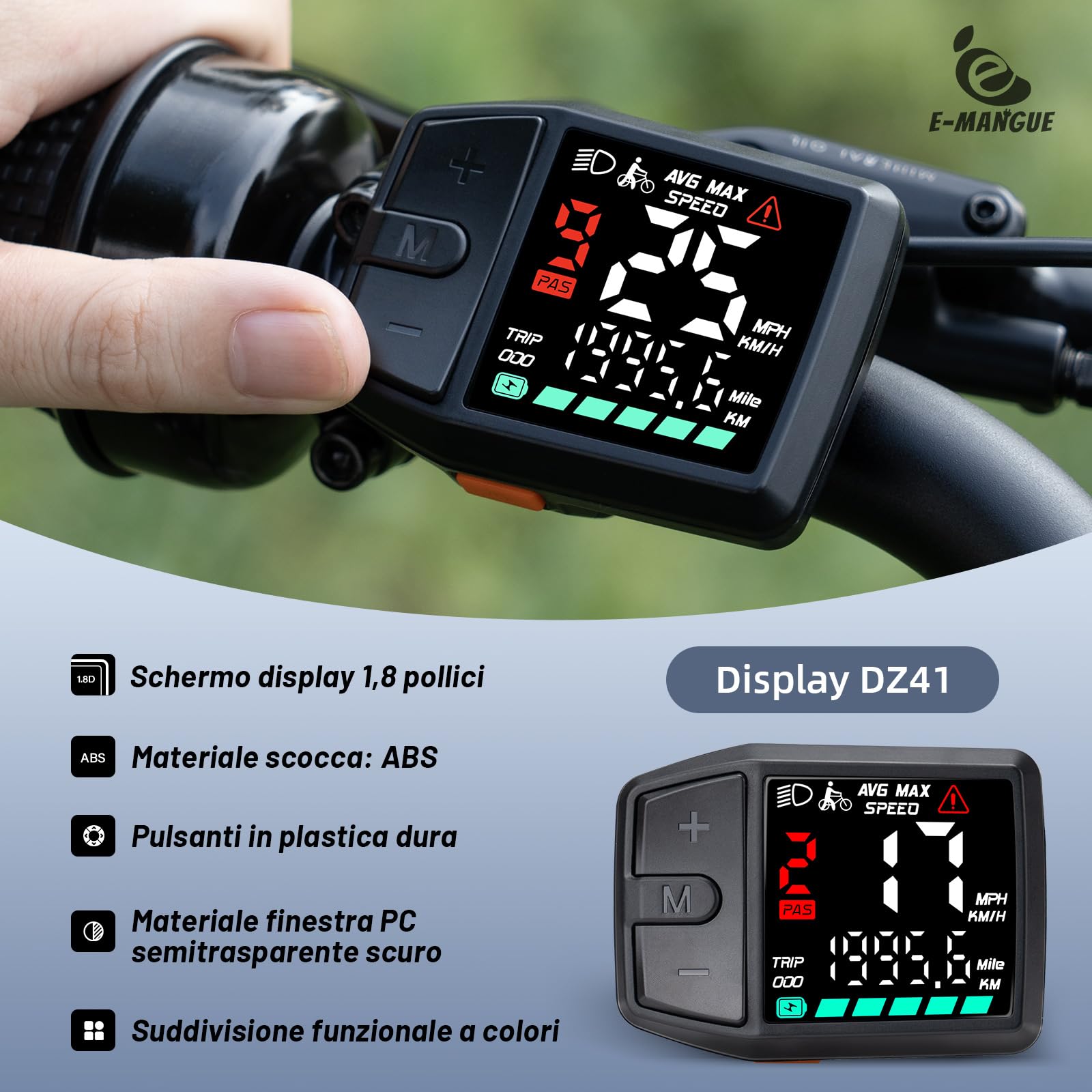 BAFANG Display Ebike a 5 pin per motori Bafang CAN, tachimetro per bicicletta con 0-9 PAS, DZ41 (M620, M600, M560, M510, M420), DC 24 V/36 V/48 V