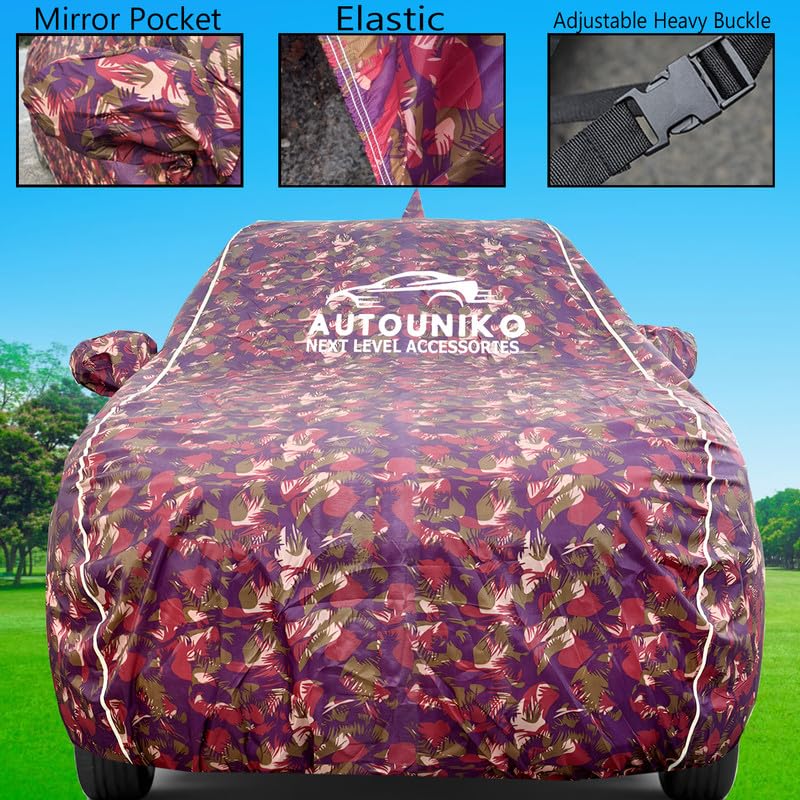 Image of Waterproof Car Body Cover Compatible with Jeep Compass with Mirror and Antena Pocket and Soft Cotton Lining (Fully Bottom Elastic Triple Stitched) (RED Army)