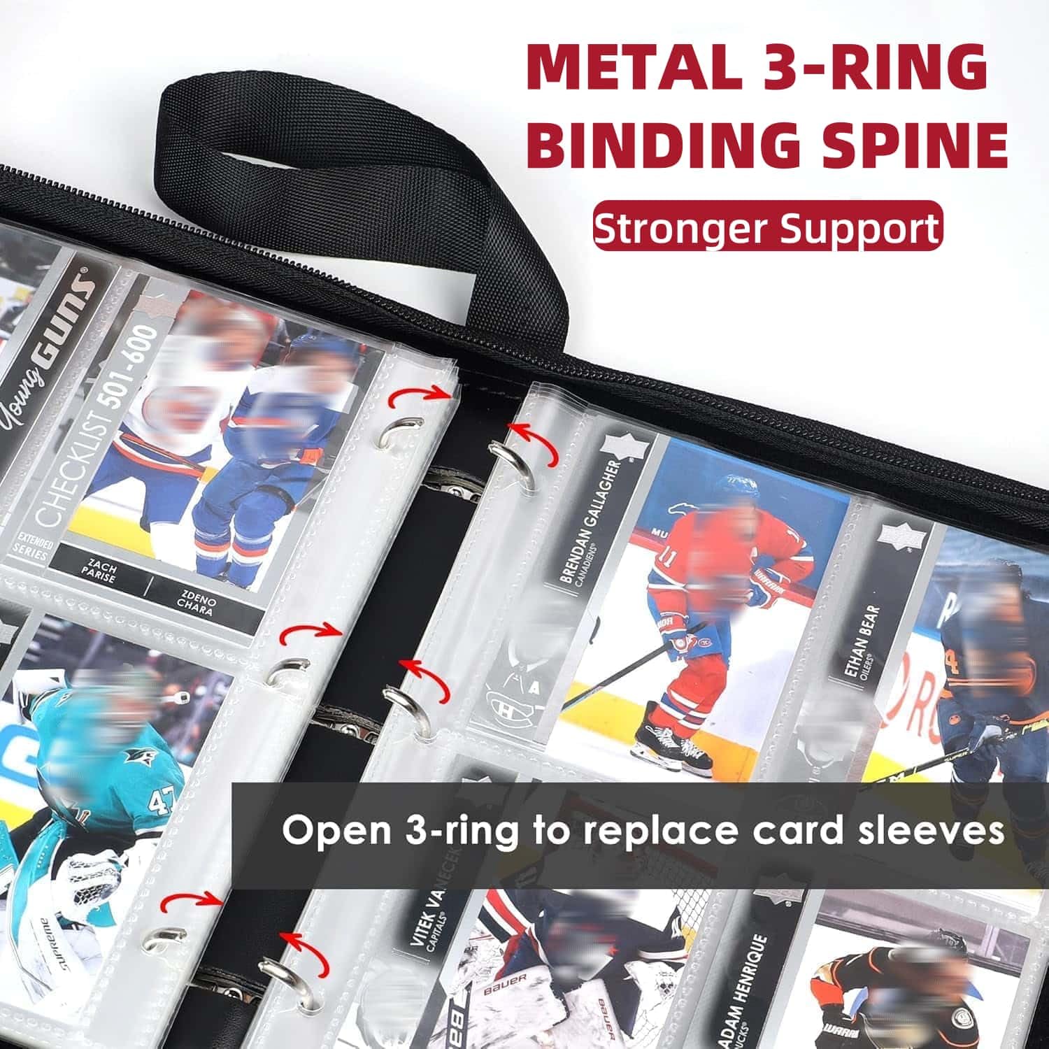 Canada National Hockey Team Hockey Card Binder, 400 Pockets Card Holder Protectors Albums, Card Storage Organizer Display Case, Portable Collector Album for Hockey Cards Collection Toys & Games