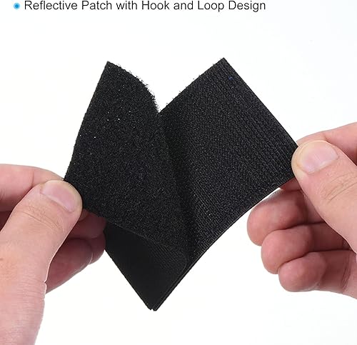 Miniatura 10 de PATIKIL Parche reflectante de 2 x 3 pulgadas, 4 piezas de cierre de gancho y bucle de seguridad para deportistas nocturnos, trabajadores,
