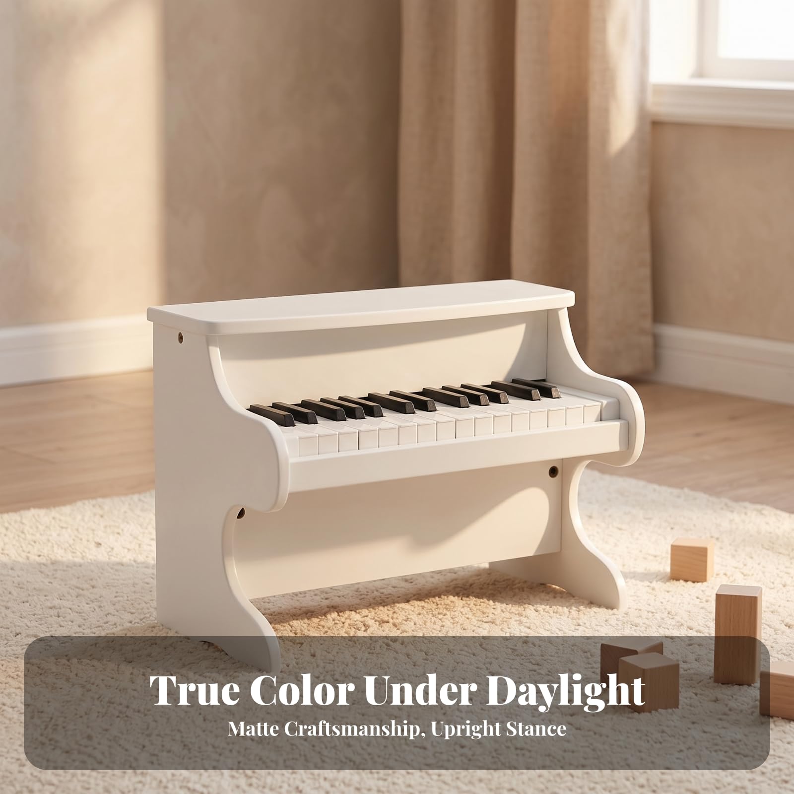 Piano J en Bois Compact | Piano Droit Miniature, pr Crèche, Pits, Noir