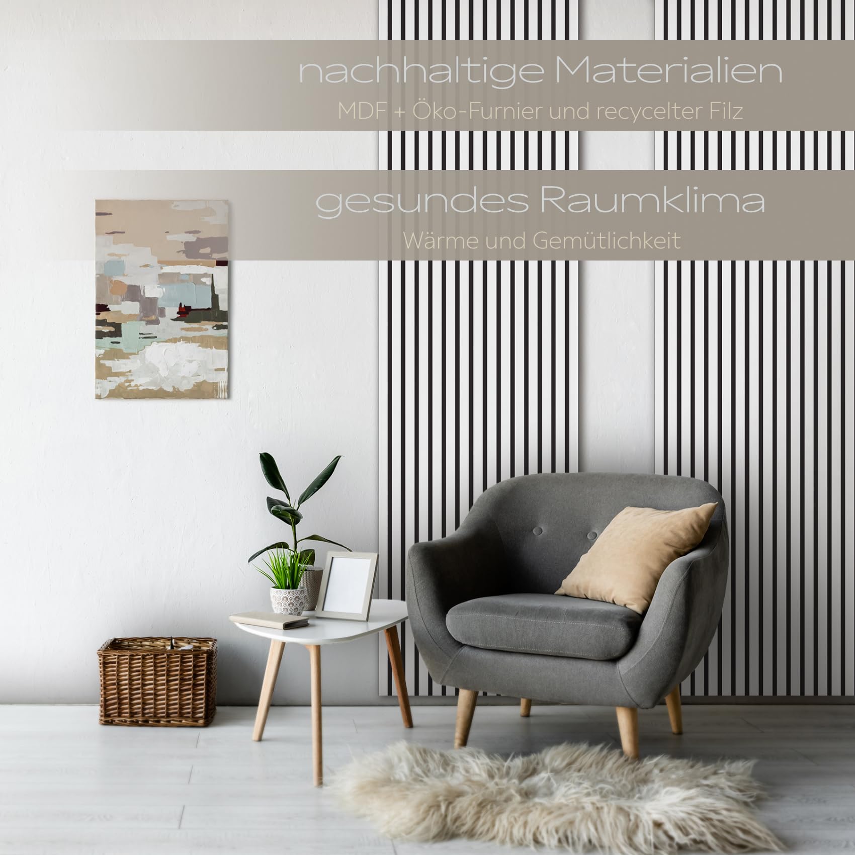 HEXIM Akustikpaneele 138,5x60cm Holz Comfort - flexible Holzpaneele Platten Lamellenwand MDF Wandpaneele Lamellenverkleidung Wandverkleidung schalldämmend (0.83m² White)