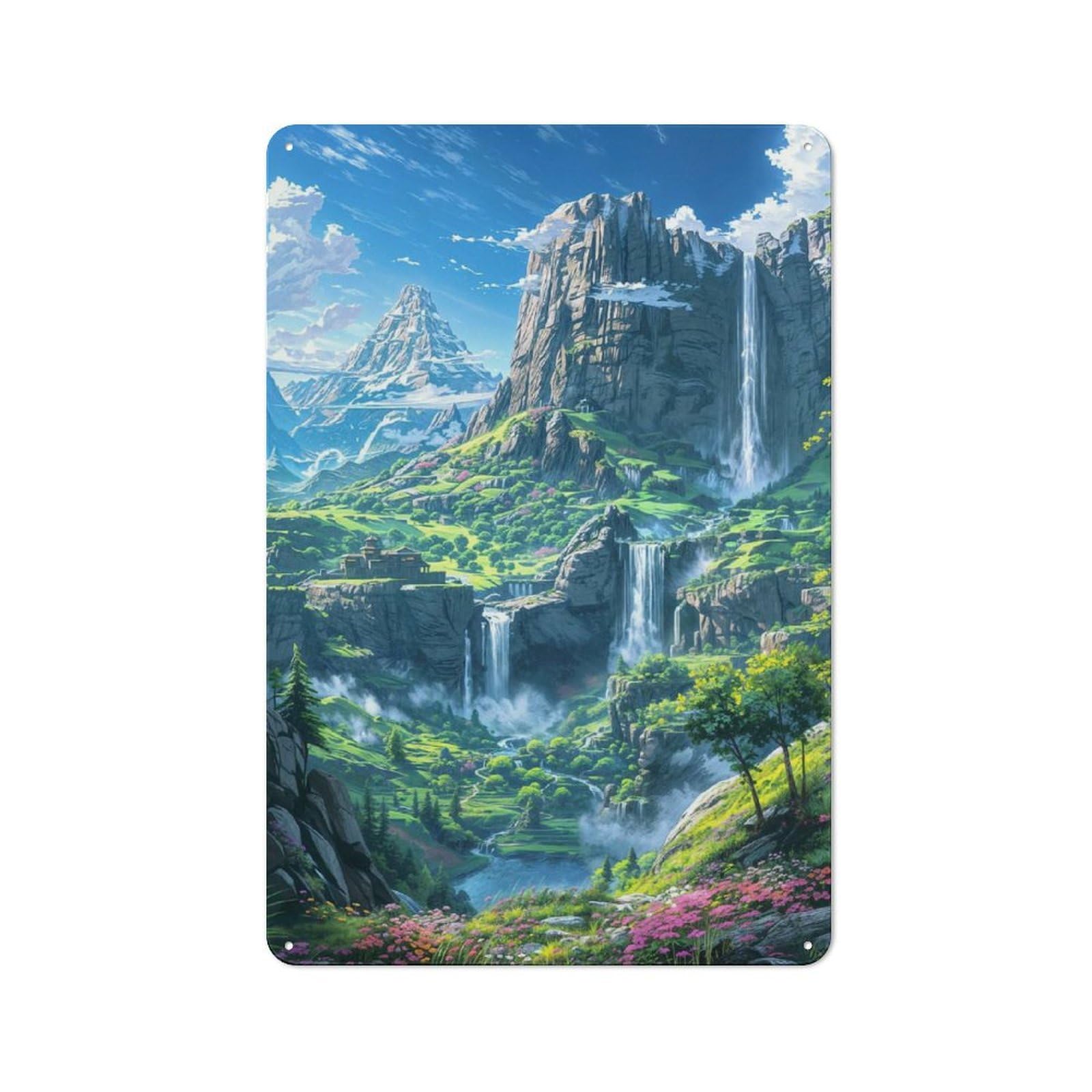 Fantasy Landscape Tin Sign 30x20cm, Creative Studio Wall Plaque for Hobby Room, Office, Lounge Or Living Room