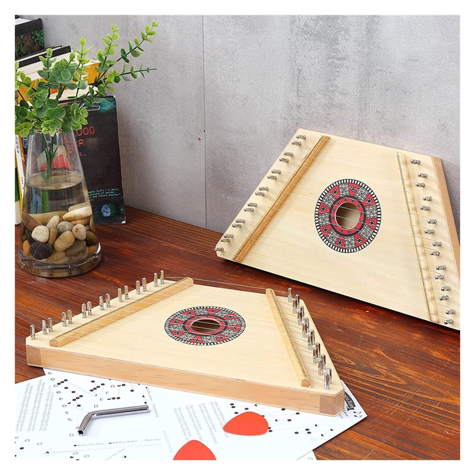 TSTS Lyre Instrument HARP 15 Metall String Harfe Lyre Harfe Mit Tuning-Schraubenschlüssel Tragetasche Für Kinder Erwachsene Anfänger Musikliebhaber