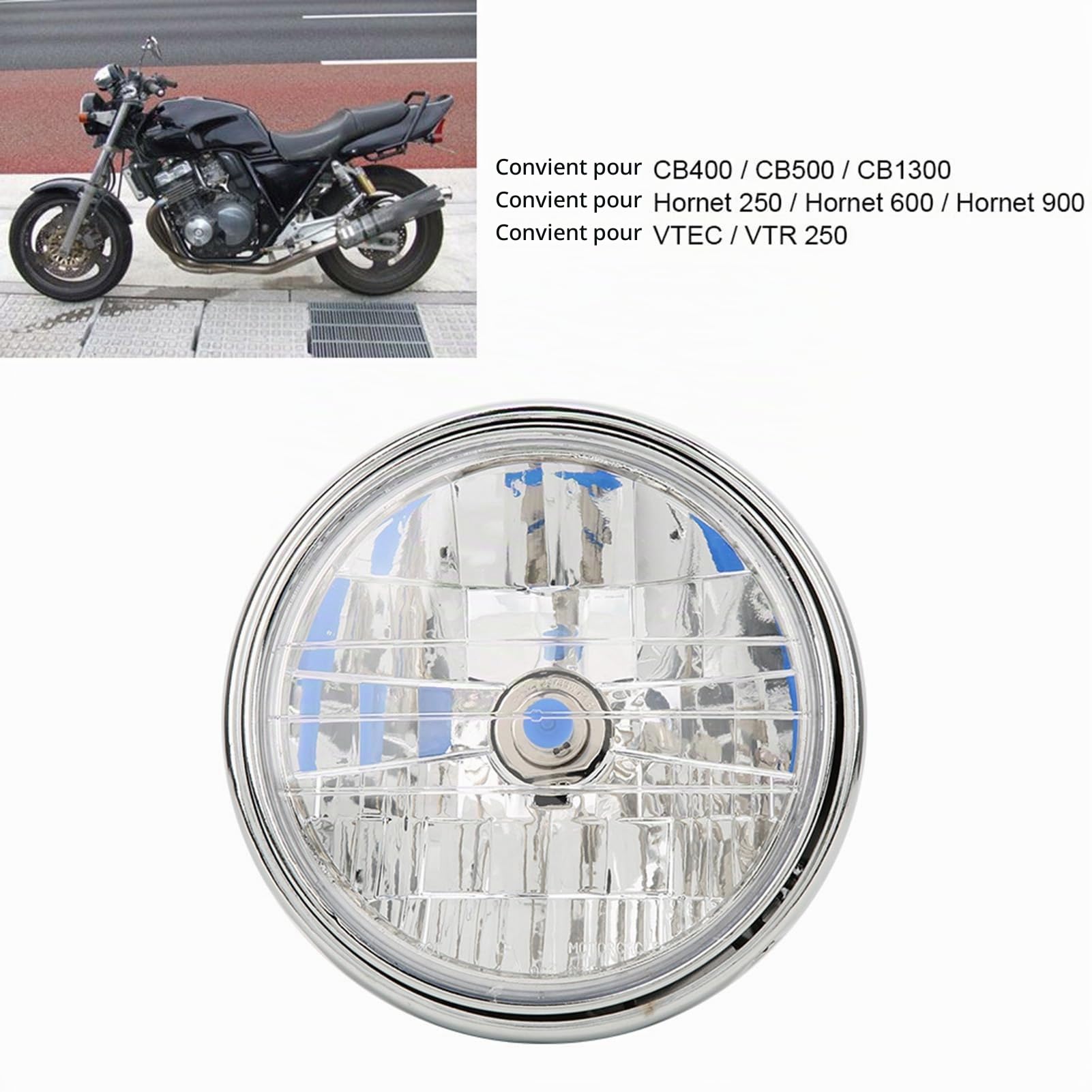 EBTOOLS Phare et Lumière de Moto 7 Pouces Universel Avant Adapté pour Moto, Protection Avant Cb, 7" Phare de Moto, MB