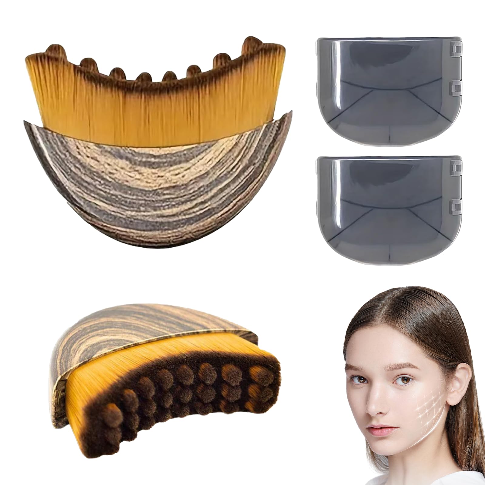 2 Pezzi Spazzola Viso, Contorno Spazzola Linfatica Viso, Drenaggio Lymphatic Face Brush per Mento e Mascella, Allevia L'affaticamento, Si Adatta Perfettamente Alla Pelle