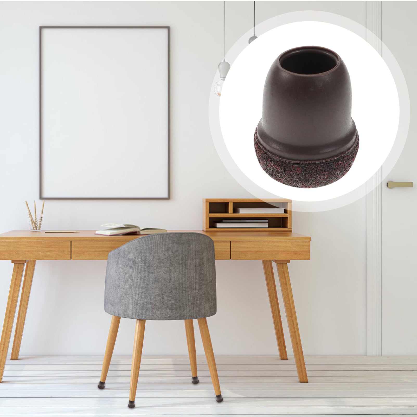 Fundas Protectoras para Patas de Mesa y Silla de 24 Piezas en Color Café, Material TPE y Fieltro, Fáciles de Poner y Antideslizantes para Sala y Dormitorio