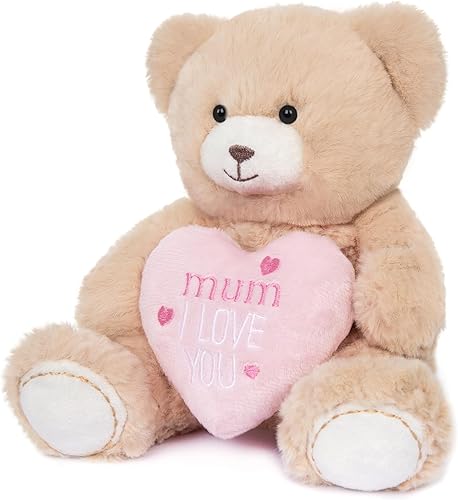 Miniatura 2 de My OLi Oso de peluche de peluche con corazón rosa, juguetes de peluche, regalos para mamá, color beige