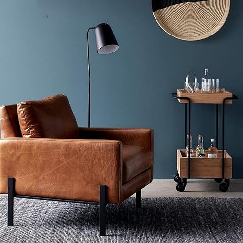 Miniatura 5 de NOGRAX Mesa auxiliar movible, mesa auxiliar cuadrada de hierro forjado, mesa de esquina de madera maciza para almacenamiento y soporte de