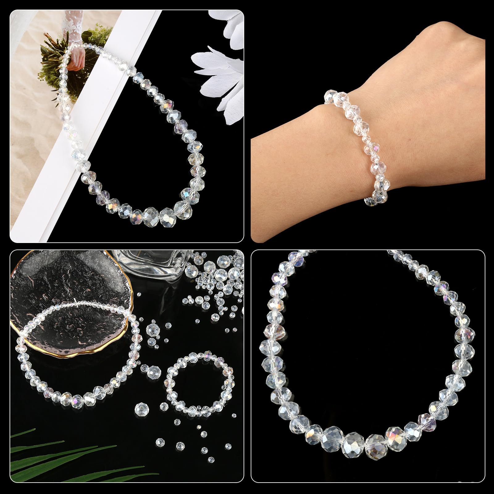 100 Facettierte Glasperlen, 8 Mm, Schwarz – Doppelkegelig Für Schmuck DIY, Armbänder, Halsketten