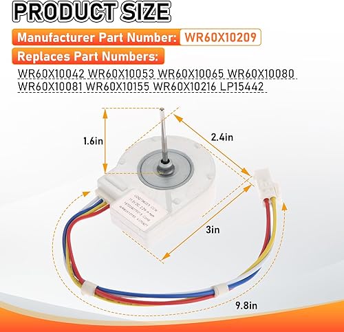 Miniatura 2 de WR60X10209 Refrigerator Condenser Fan Motor, Replacement for GE, Hotpoint, Kenmore, RCA, Replaces WR60X10155 WR60X10042 WR60X10053 WR60X10065