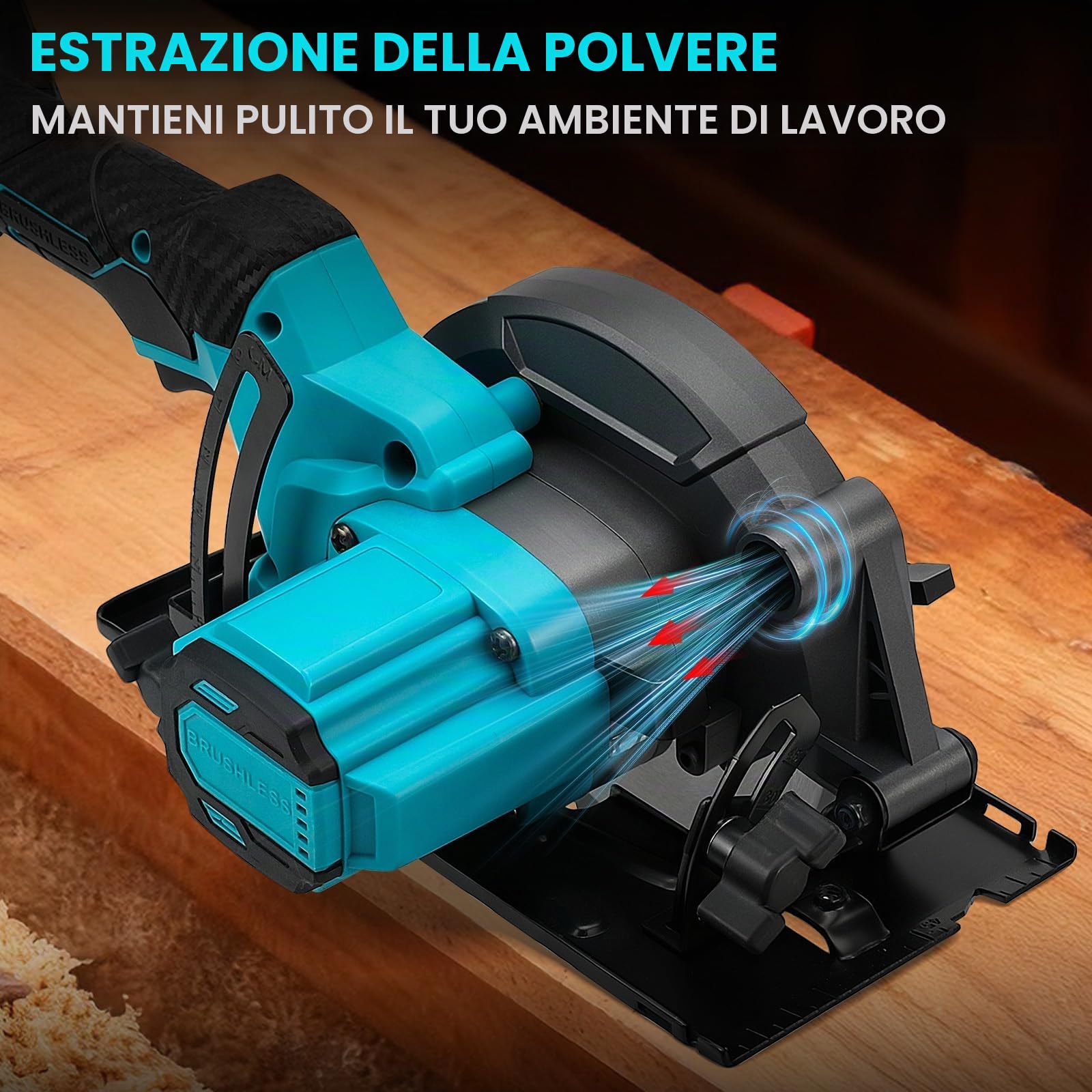 Sega circolare a batteria compatibile con Makita 18V, sega circolare senza spazzole, 5800 RPM, profondità di taglio 55 mm, 0-45°, sega circolare elettrica per legno, plastica (senza batteria)