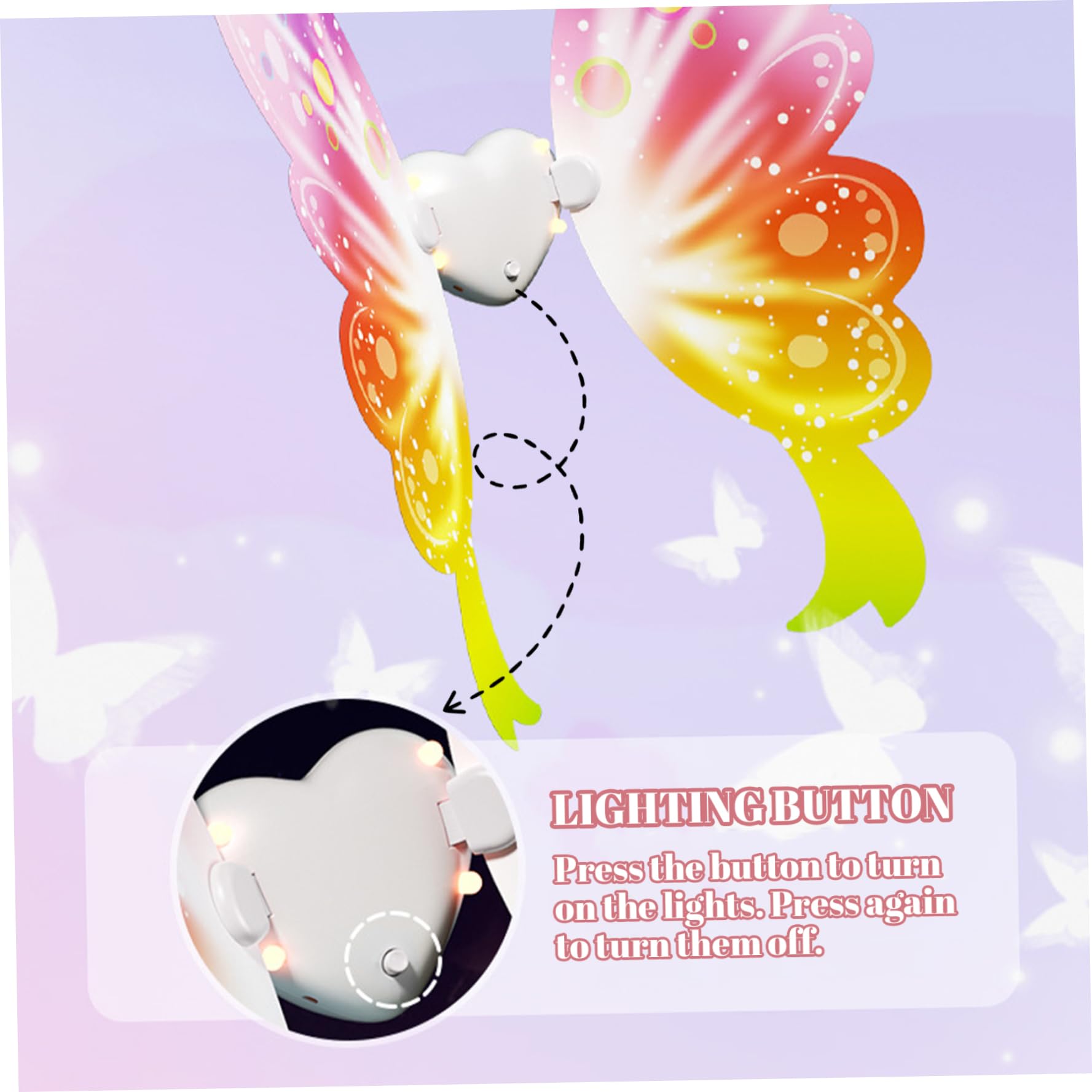 Jorzer Aile de Papillons Brillante, Aile légère légère avec des lumières LED et de la Musique pour Le Costume Chien Costume pour Enfants Lumineux Back Back Toy Little Girl Electric Move.
