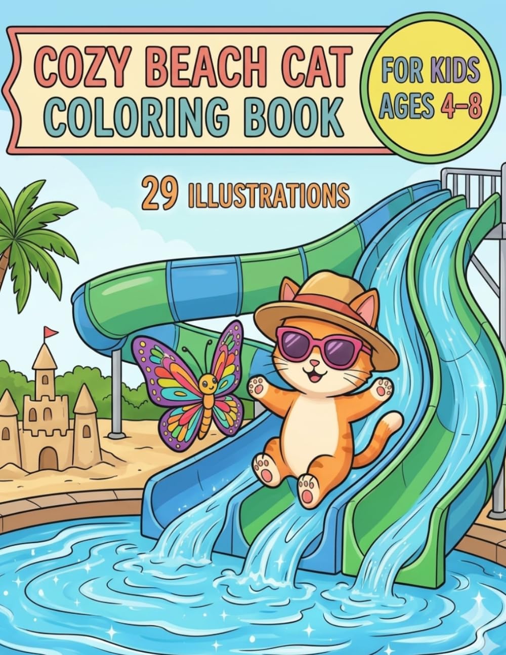 Cozy Beach Cat Coloring Book for Kids Ages 4–8: 29 Cute Summer Illustrations with Adorable Cats, Beach Fun and Easy Coloring Pages