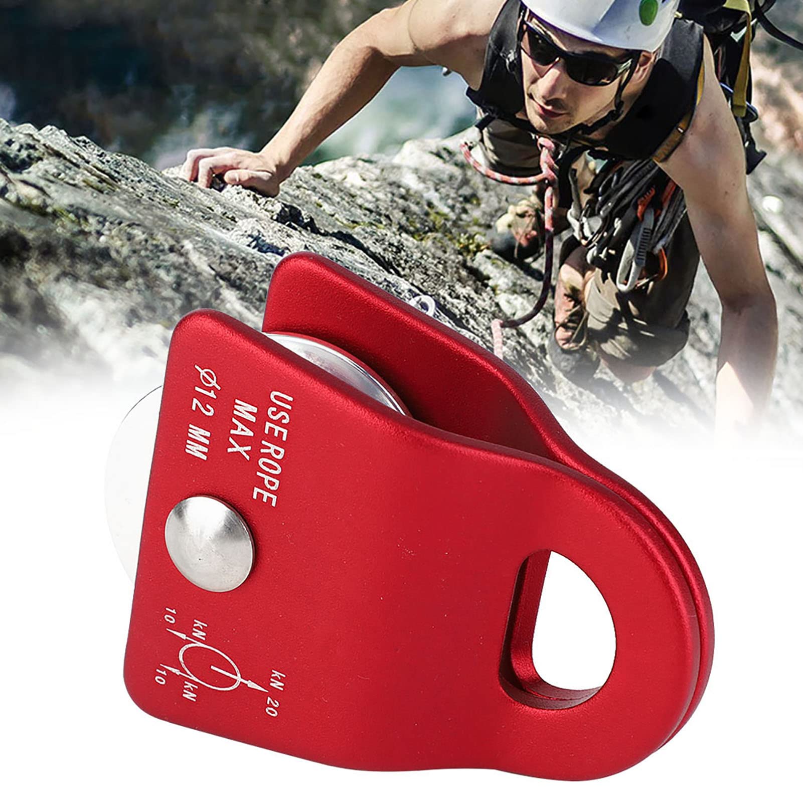 Natudeco Pulley Block Carabiner Outdoor Metal Downhill Side Swing Single Pulley 2000kg Load for Rock Climbing Dragging Aerrial Work