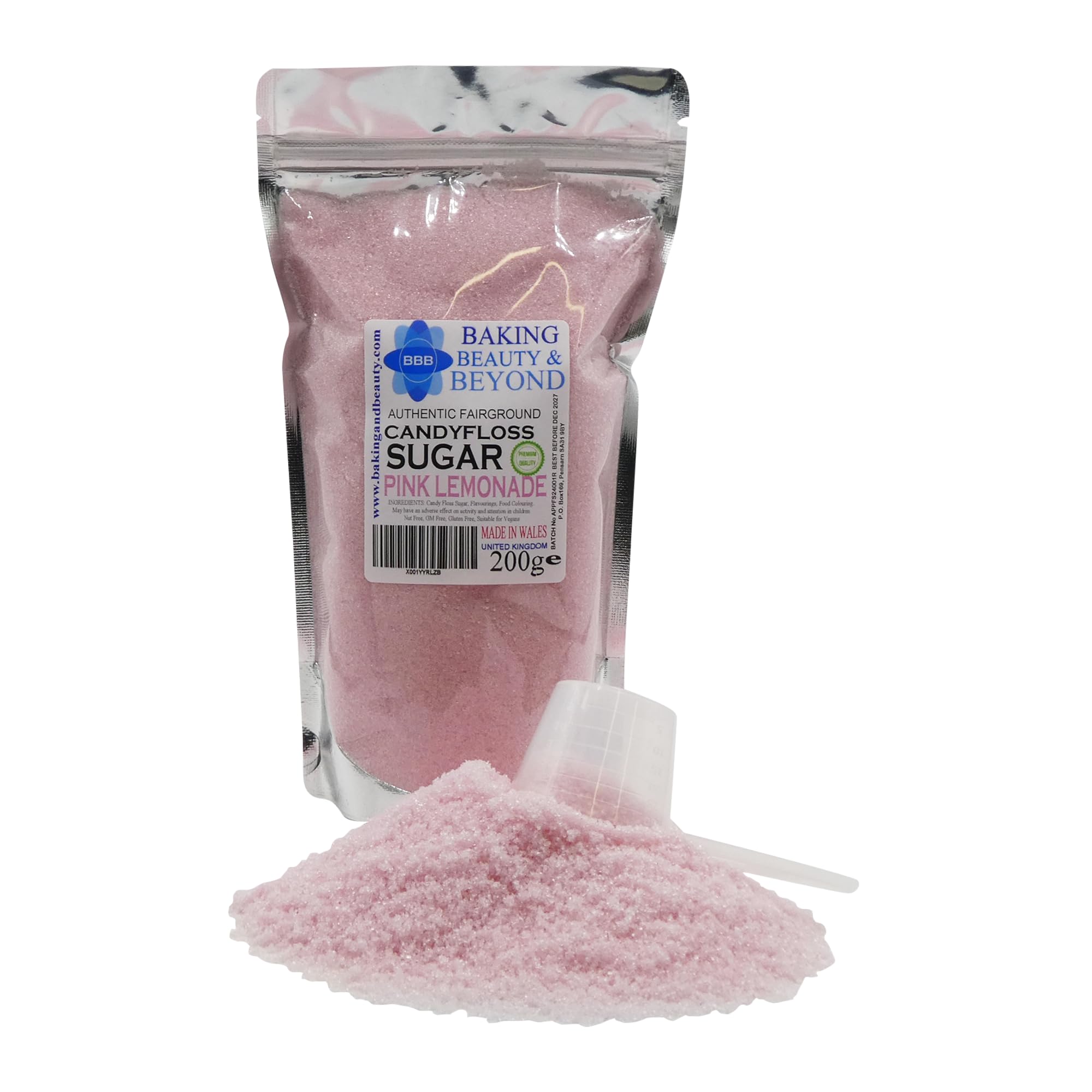 Baking Beauty and Beyond Premium Candy Floss Sugar 200g - Pink Lemonade Flavour