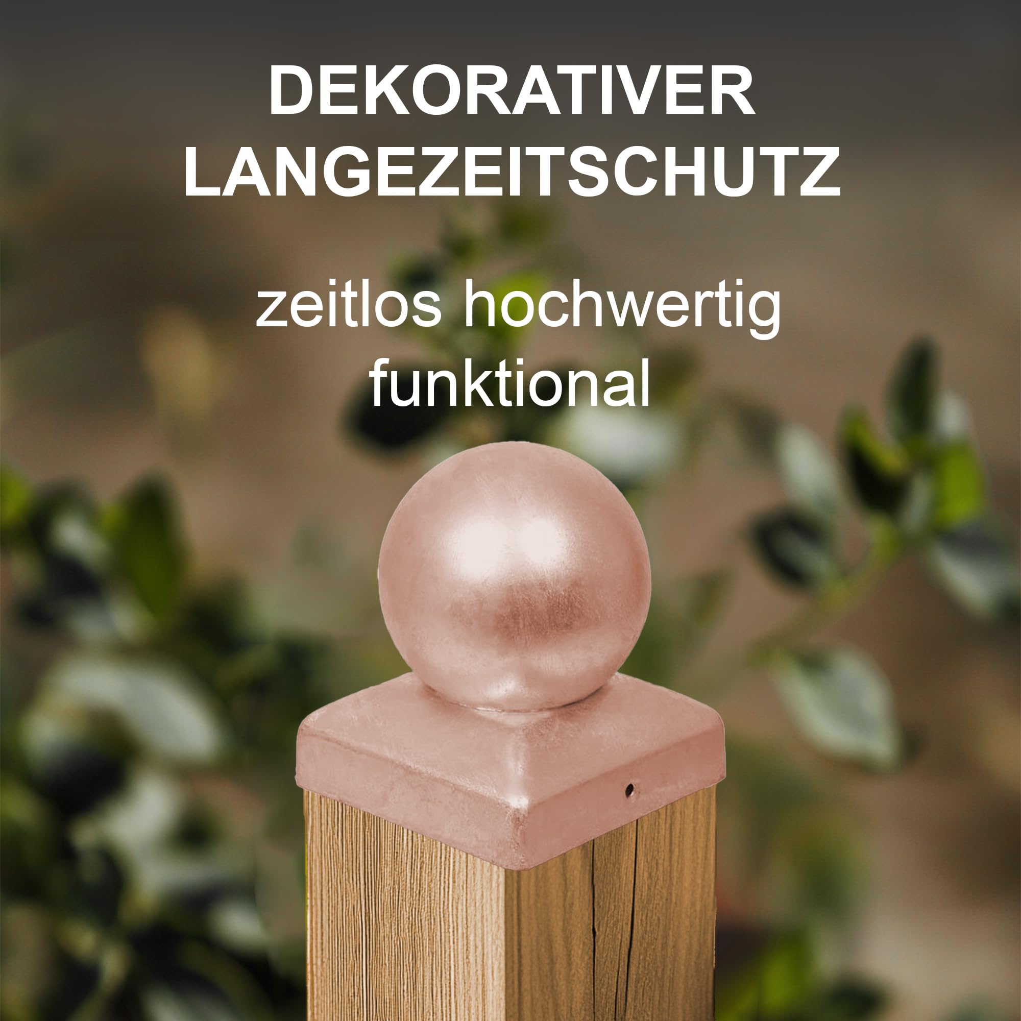h2i Tappo per pali a sfera | rame | 71 x 71 mm | 10 pezzi | Tappo di copertura angolare per pali in legno da giardino e pali di recinzione a forma di piramide | Protezione dalle intemperie per travi e