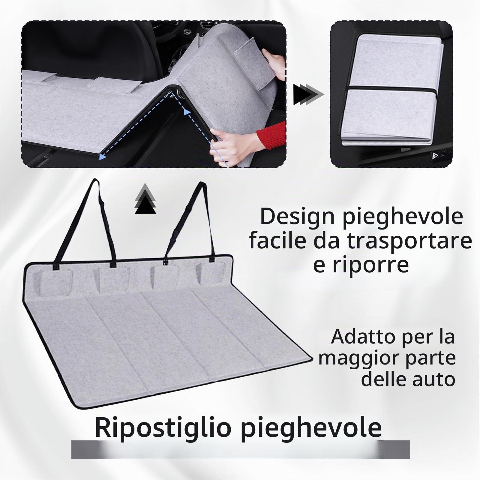 Ponte Per Sedile Posteriore Auto, Sedile Posteriore Pieghevole Per Cani Estensione Per Sediles Posteriore Autos Per Cani Per La Maggior Parte Delle Auto Suv Grigio Chiaro 125x55x2 Cm