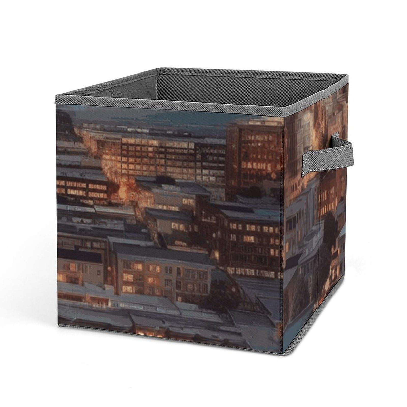 BTCOWZRV San Francisco Cube Storage Bins - 11 Inch Heavy Duty Fabric Closet Bins for Shelves, Cube Organizer - Collapsible Storage Boxes with Handle Decorative Clothing Storage Baskets