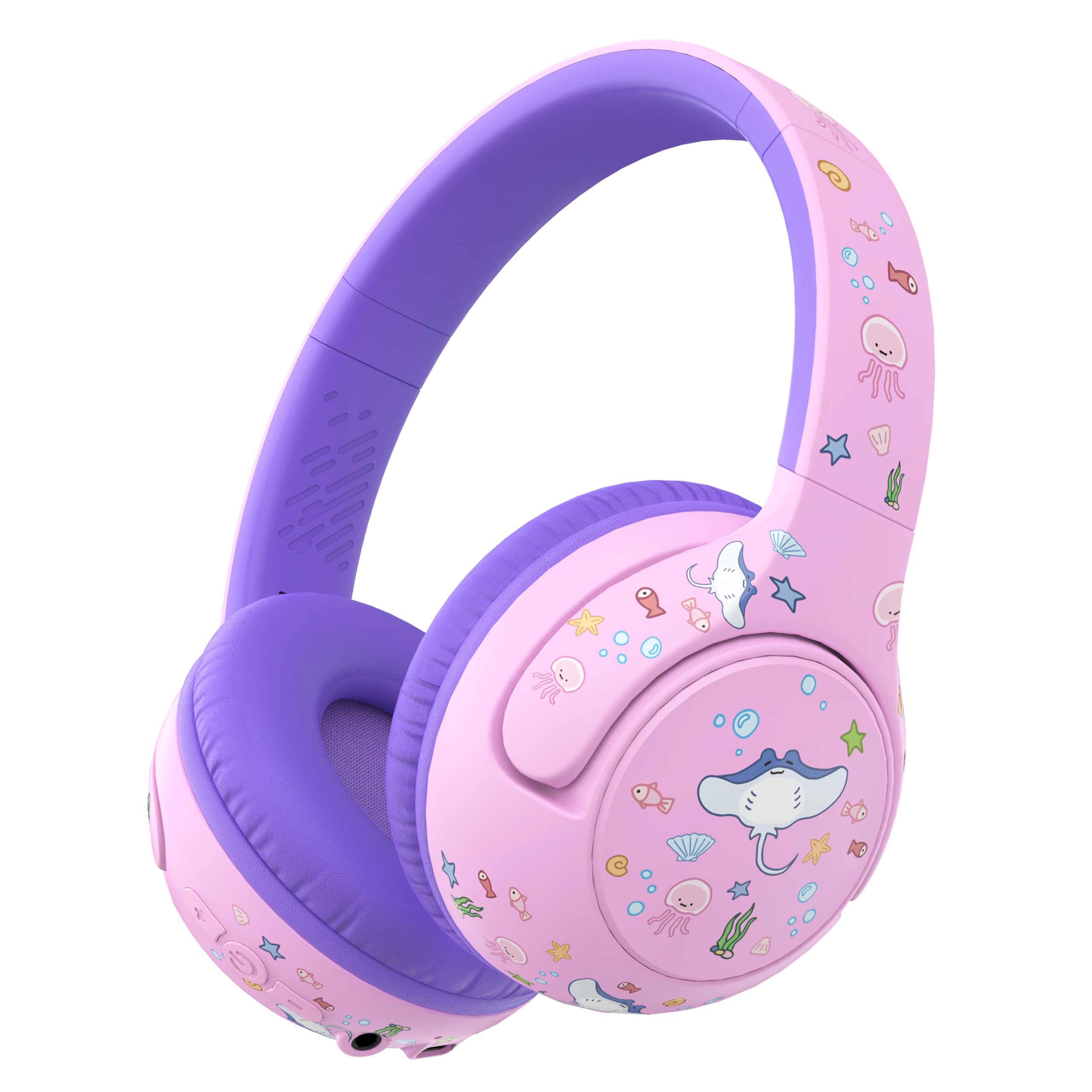 iClever Bluetooth Kopfhörer Kinder, 2+ Jahre alt CPC-Zertifiziert, 75/80dBA Sichere Begrenzte Lautstärke, 74 Std. Spielzeit, Bluetooth 5.4, BPA frei, Kopfhörer Kleinkind Aux Kabel für Reise iPad