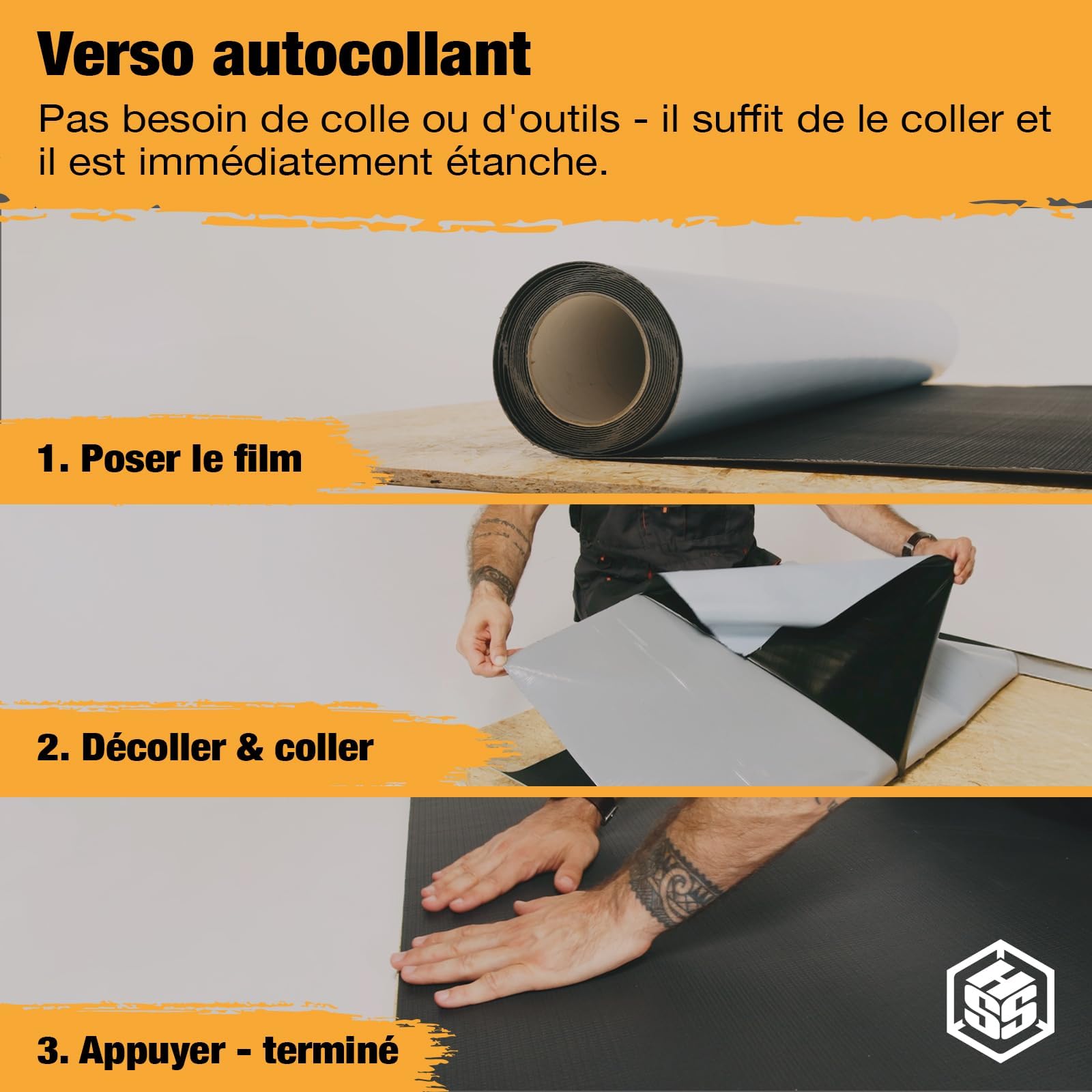 Membrane EPDM Autocollante pour Toiture EasyStick – Ultra Résistante & Étanche – Idéale pour abri de jardin, carport et toit plat – Facile à Poser, Longue Durée de Vie (2,5m²)