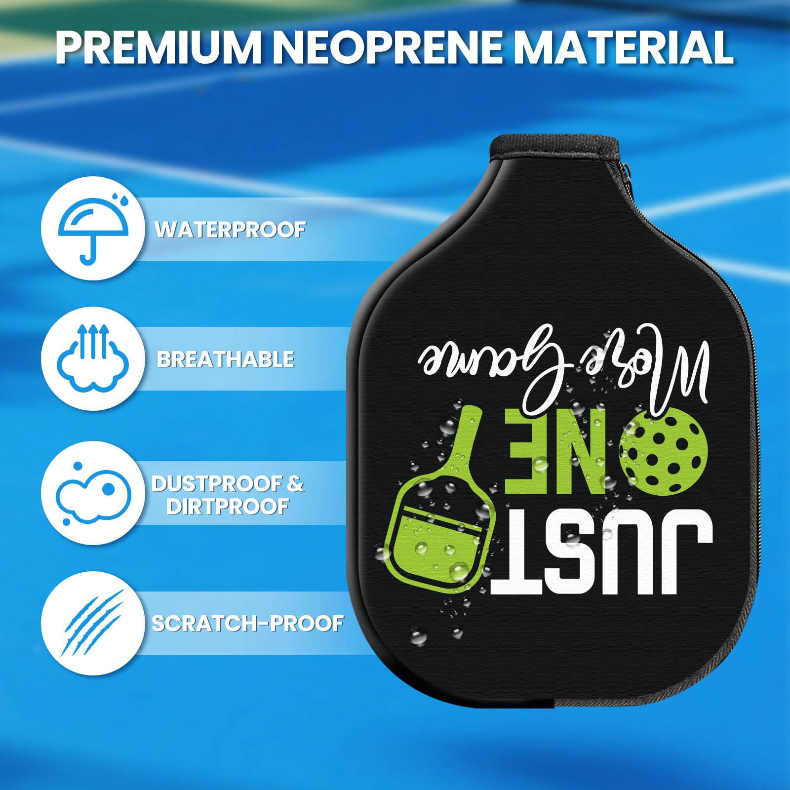 CUTHOLLOW 2 coperture protettive per pickleball con corda e cerniera, 30 x 20 cm in neoprene antigraffio e lavabile in lavatrice, compatibile con la maggior parte delle pagaie standard e allungate