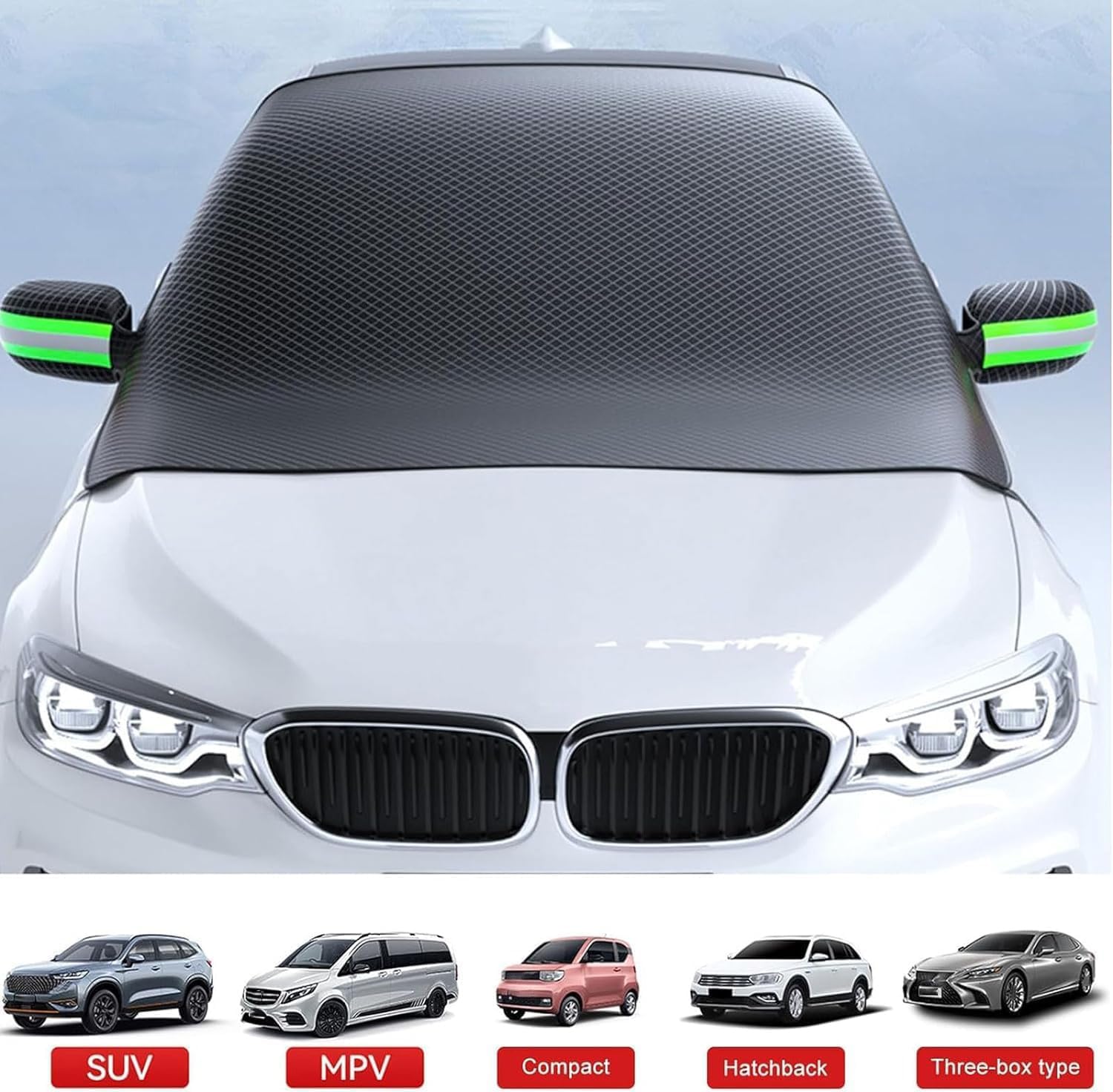 Auto sneeuw voorruit cover voor Renault Kangoo Espace Duster ZOE gegen Schnee, voorruit cover anti-vorst sneeuw ijs in de winter,A/148 * 116CM