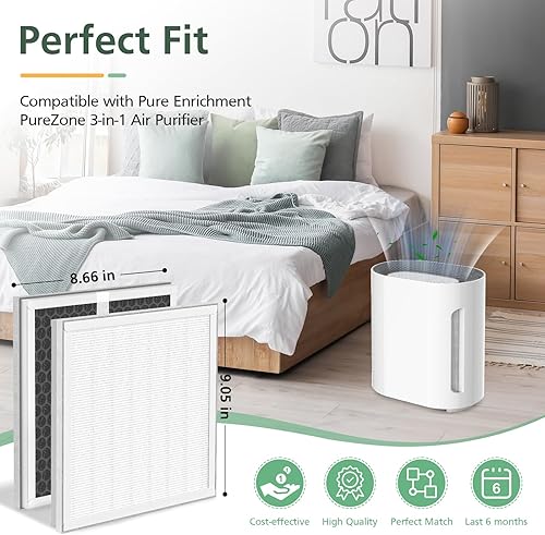 Miniatura 2 de Paquete de 2 filtros de repuesto HEPA 3 en 1 compatibles con purificador de aire PureZone Pure Enrichment No. de pieza PEAIRPLG