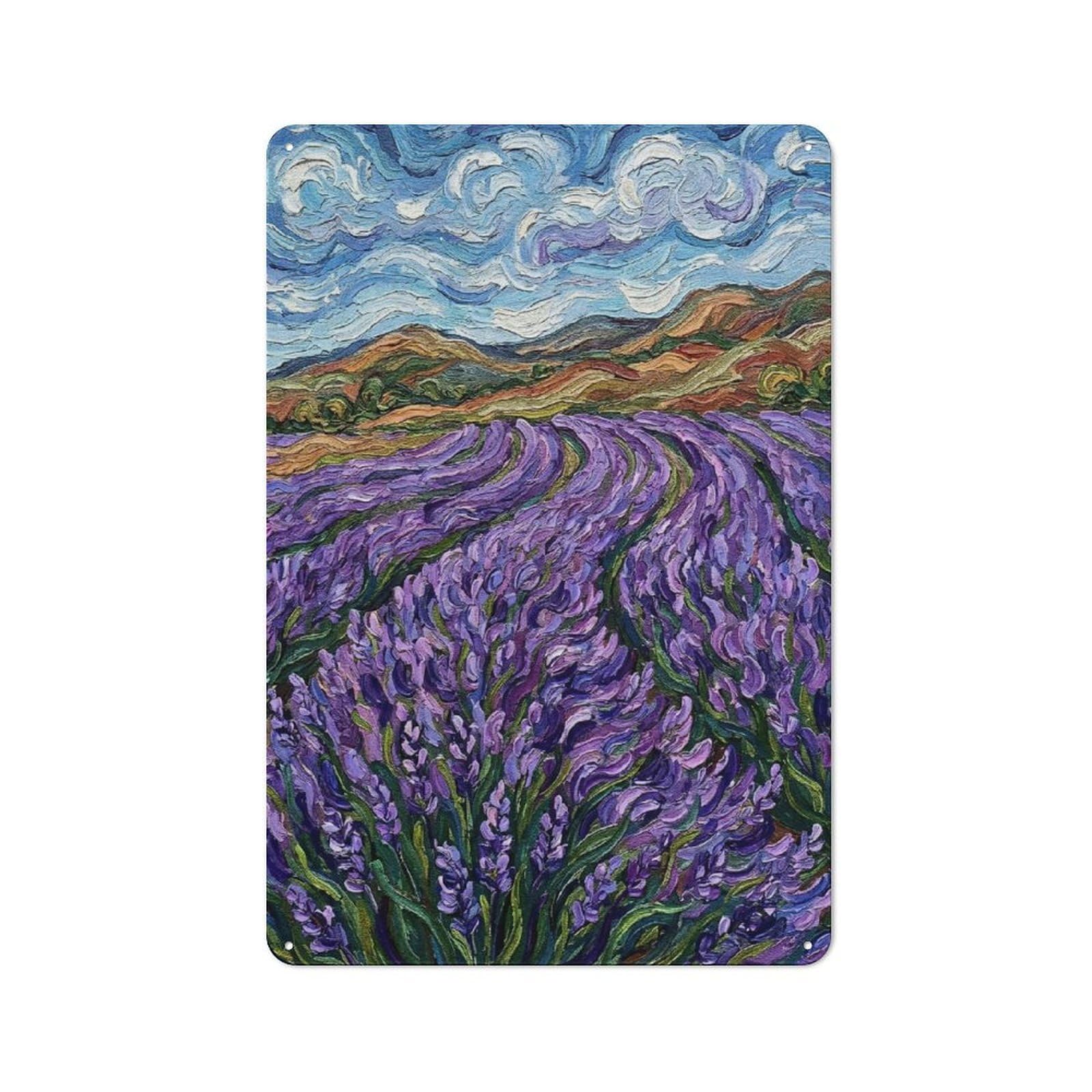 Junmoney Style-11 Lavender Field Impressionist Painting Retro Metal Sign 30X20cm For Dining Room Or Kitchen, Suited To Dining Room Decor Fans