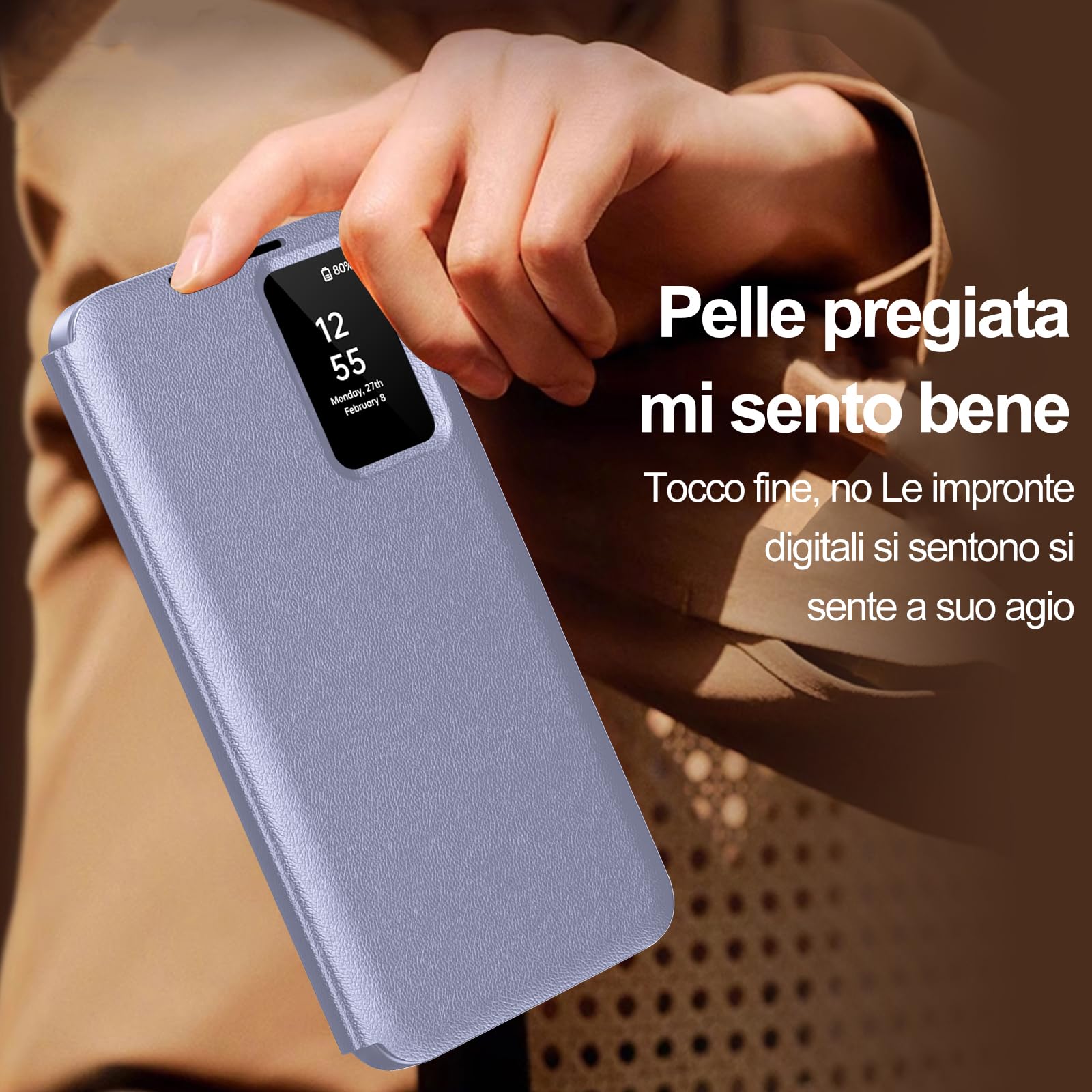 Cover per Samsung Galaxy S26 Custodia a Libro Portafoglio Pelle Flip Carta Fessura Con Finestra di Visione Notifiche e Porta Carte Cover Antiurto Custodia per Samsung S26 5G Case