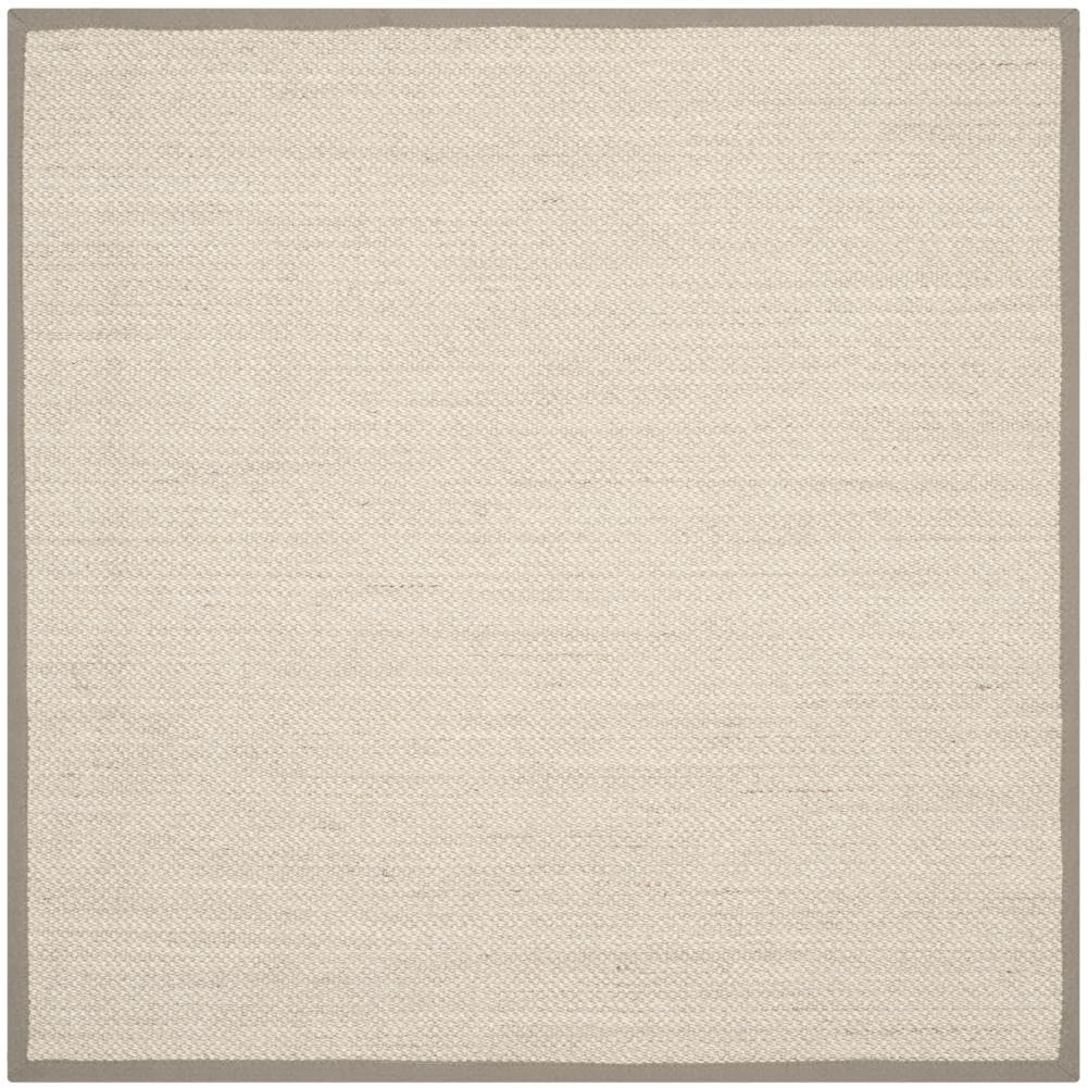 SAFAVIEH Area Rug 11' Square - Natural Fiber Collection - Marble & Khaki, Sisal, Woven Design with Border (NF143E)