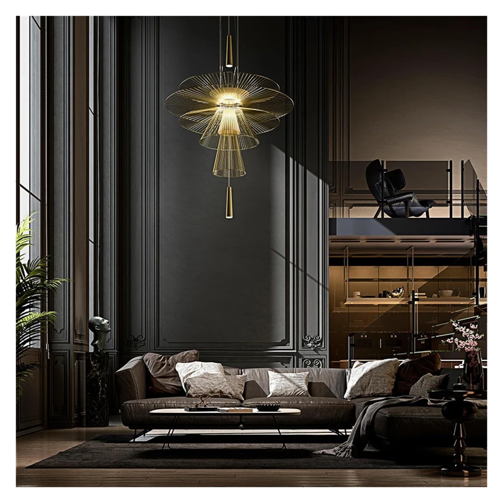 Lampe suspendue moderne en métal à mailles LED pour salon