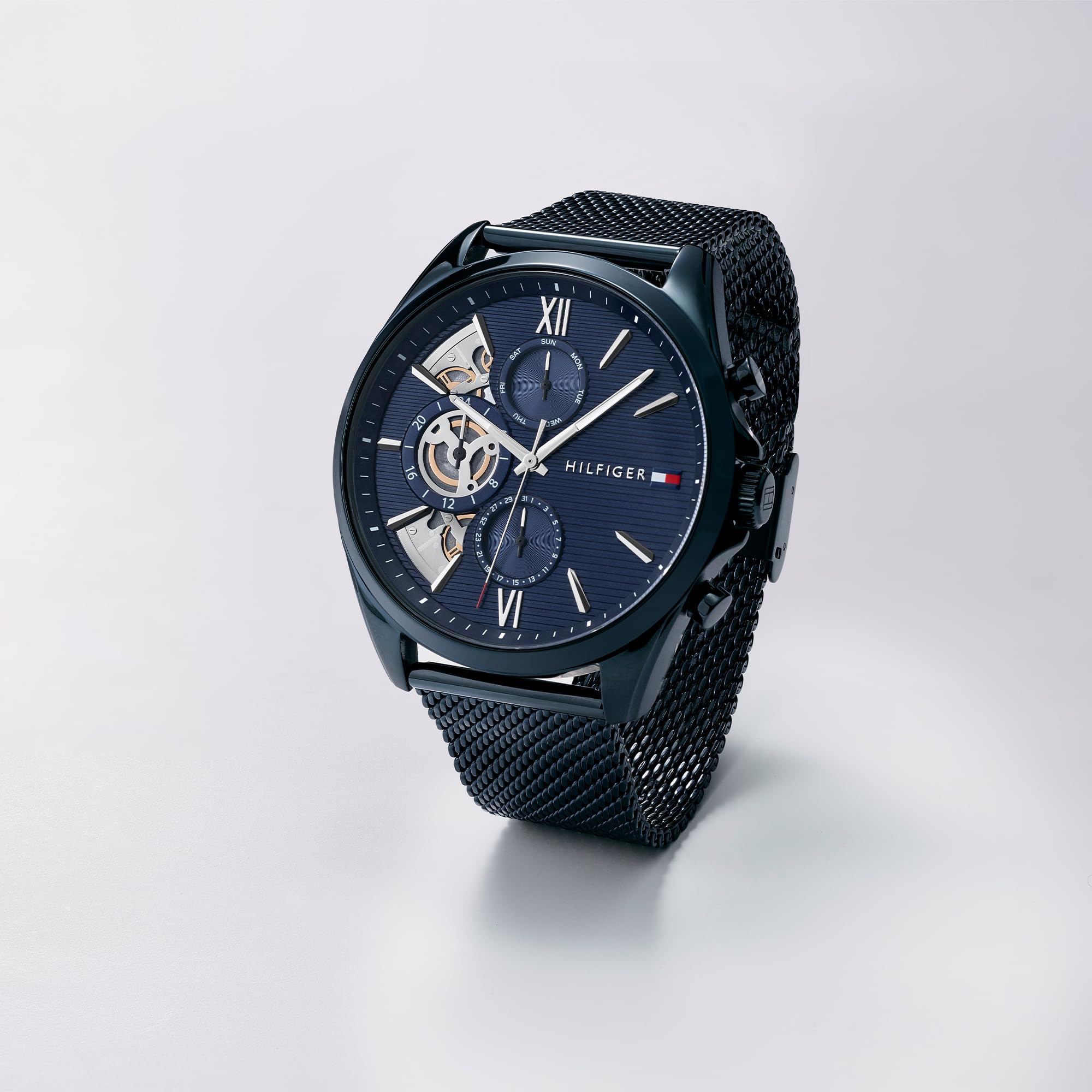 Tommy Hilfiger Multi Zifferblatt Quarz Uhr für Herren mit Blaues Edelstahl-Mesh-Gliederarmband - 1710648 – Bild 3