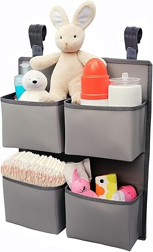 Organizador de pañales colgante para cuna, corral, moisés  H19 x L15 con capacidad para más de 80 pañales  Soporte para pañales para cambiador