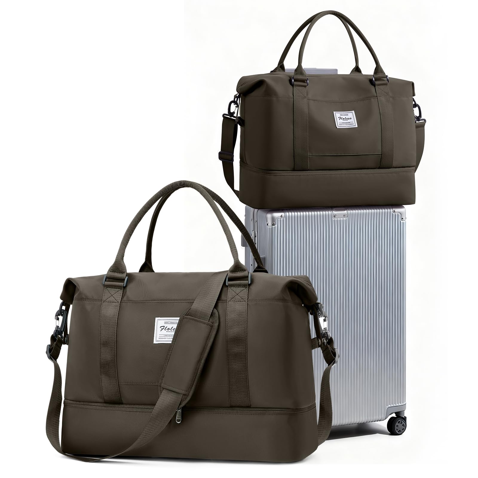 SEAFEW Bolsa de Viaje 40x20x25 para Ryanair,Impermeable Bolsa de Deporte para Gimnasio,Bolsa de Mano Equipaje de Fin de Semana 40x30x20 para Mujer,Bolso de Natación para Playa,D15-Gris Claro — view 54