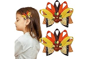 Thanksgiving Turkey Bow Clip for Girls