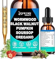 AMENQ HEALTH Wormwood Black Walnut Clove Liquid Drops - Gut Cleanse Detox Supplement with Oregano Soursop Pumpkin | Non-GMO 2oz Max Absorption