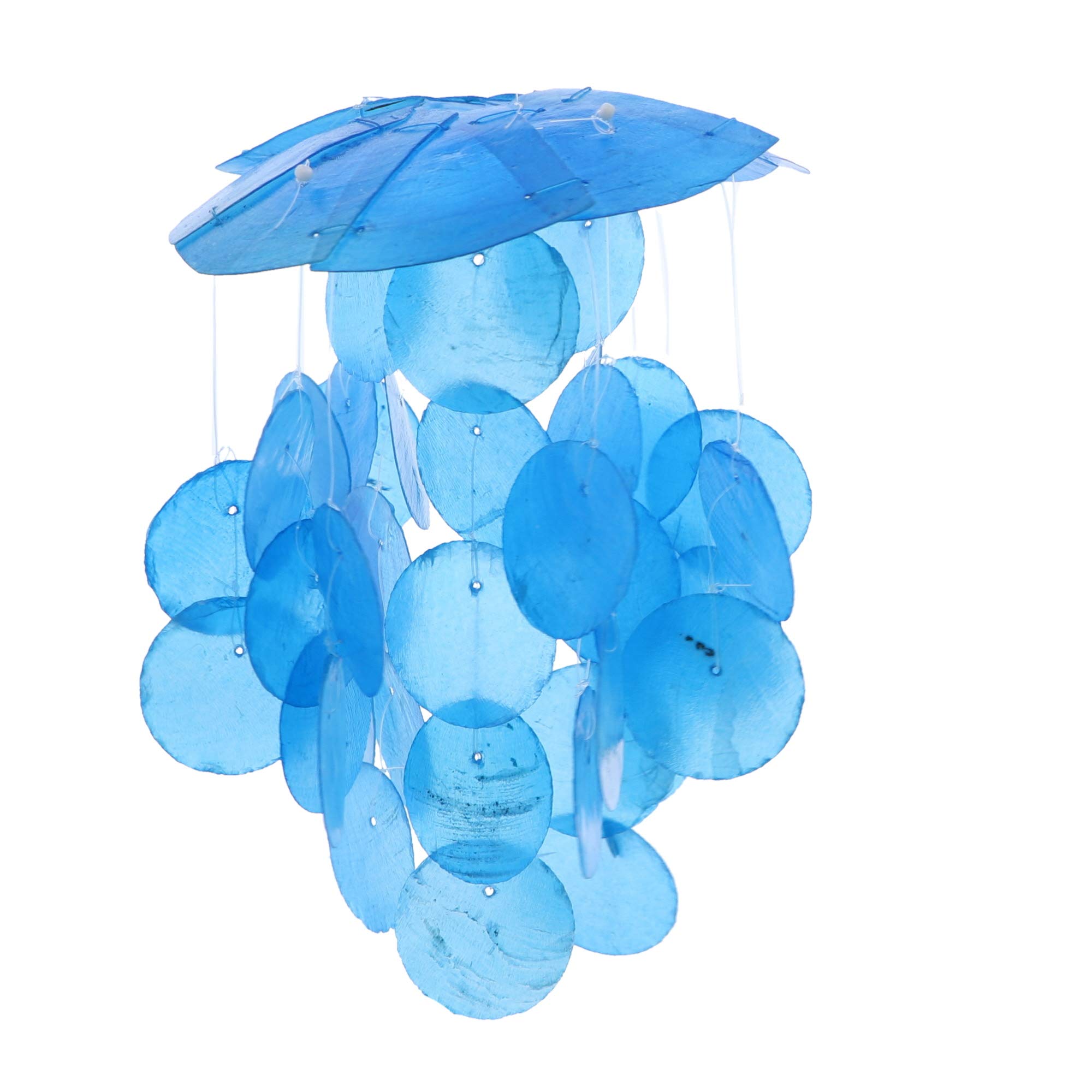 SandT Collection Small Capiz Shell Windchime Seashell Chime (Blue)
