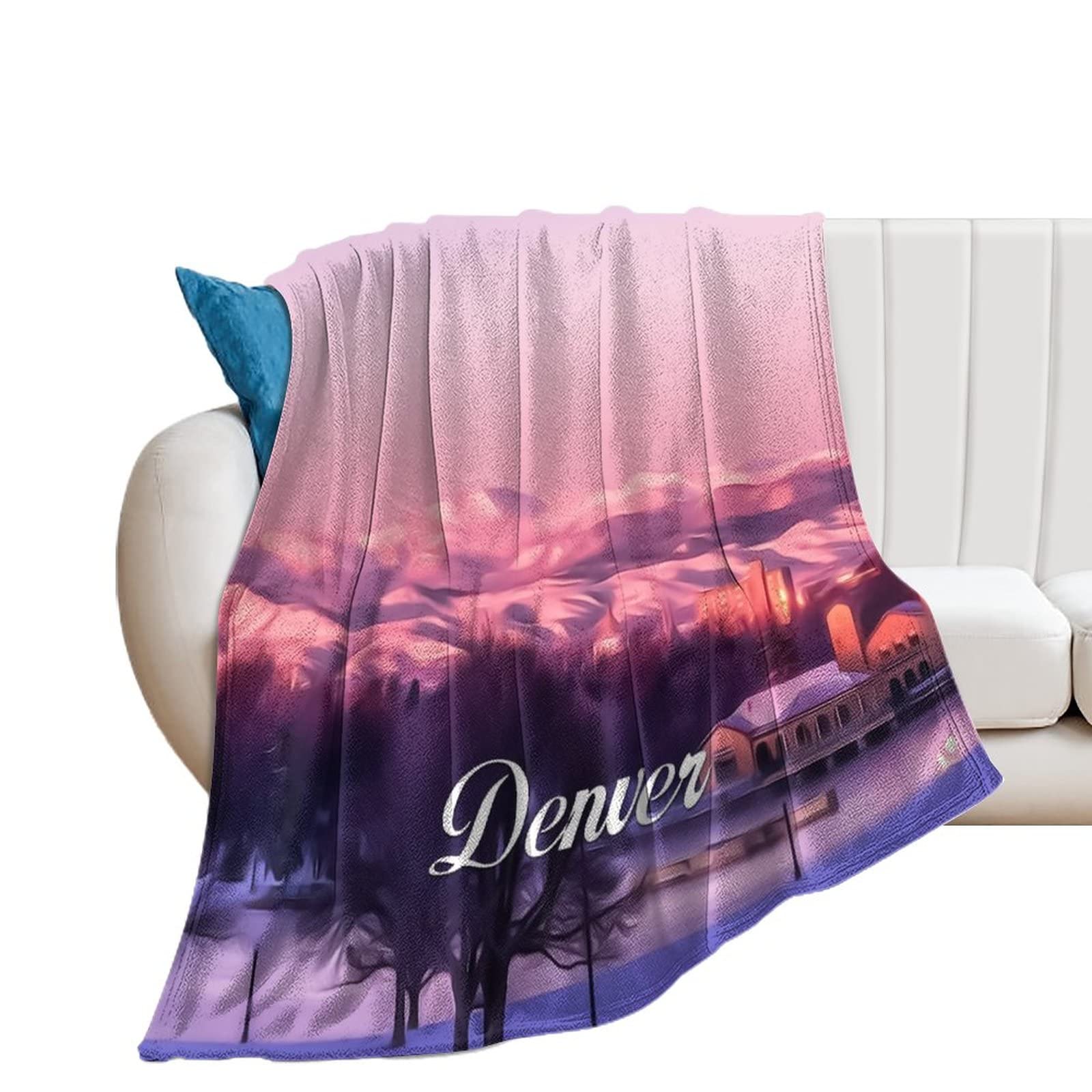 Couverture flanelle Denver épaisse chaude douce plaid paysage