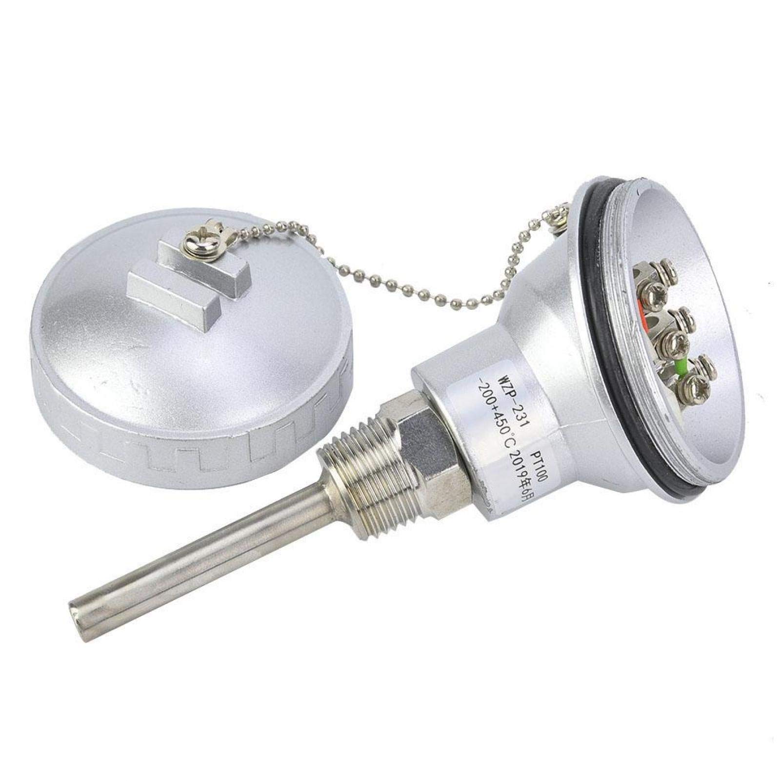 PRAV® PT100 Temperature Sensor Probe, Durable Temperature Sensor PT1/2'' Efficient 201 Stainless Steel Anti-Rust for Temperature Controllers for Industry(Protection Tube 50mm) 2