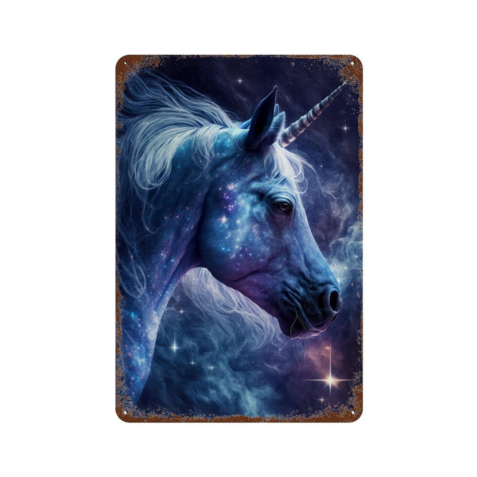 Galactic Unicorn Fantasy Art Decorative Tin Sign 11.8"x7.9", Shabby Chic Decor for Garage, Pub Or Kitchen