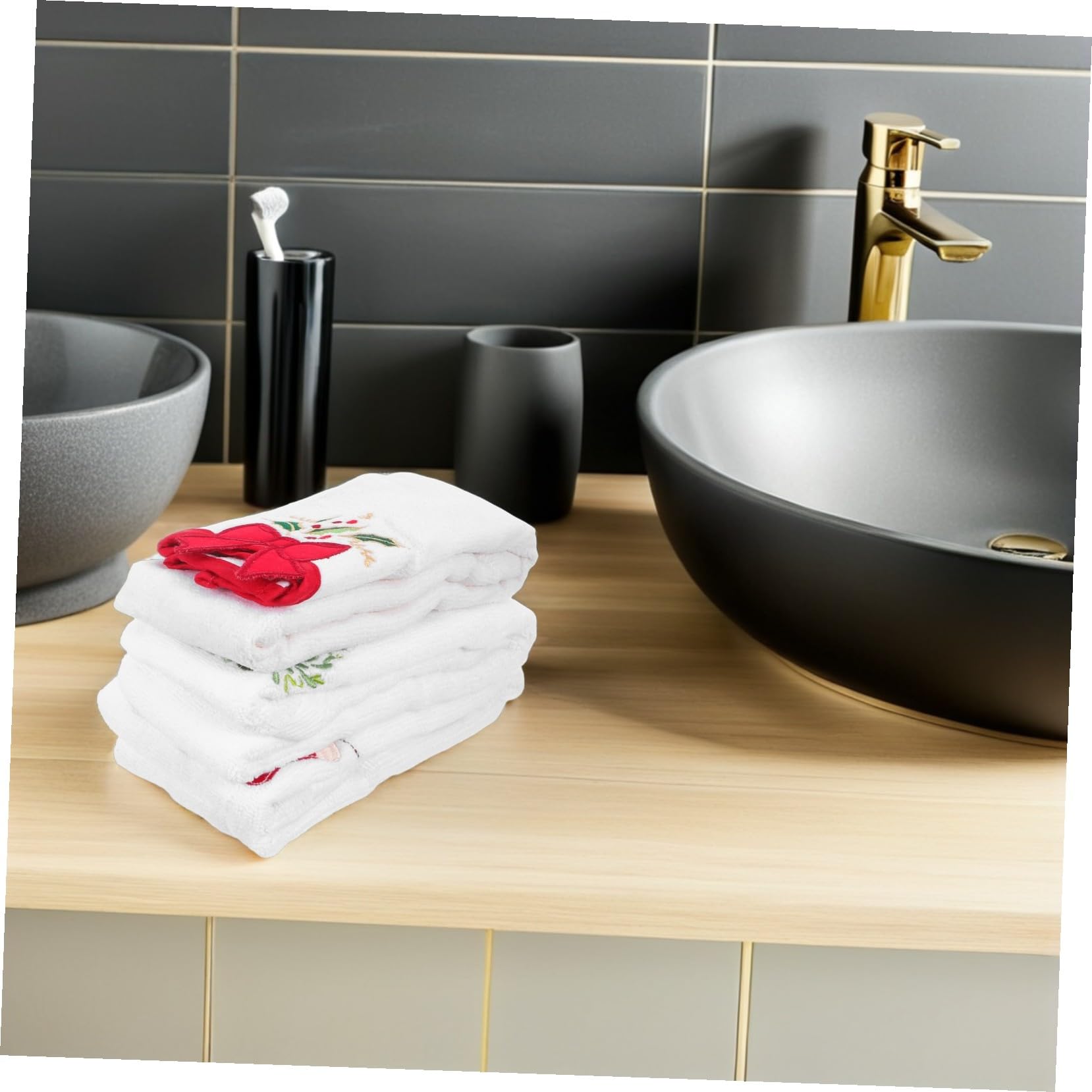 ULTECHNOVO 3 Pezzi Asciugamani in Ricamati per Natale Strofinacci Festivi per Cucina e Bagno Decorazioni Natalizie Eleganti Regalo Versatile per Feste