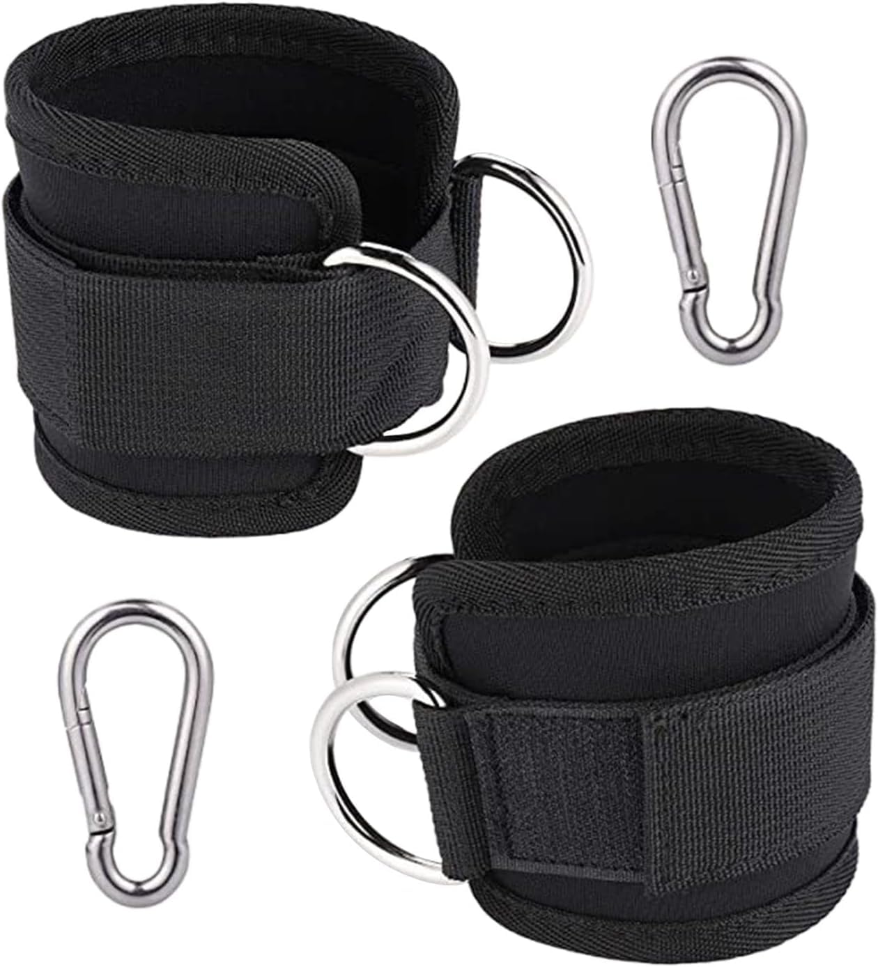 2パック アンクルストラップ ケーブルマシン用 足首ストラップ 調節可能 フィットネス アンクルバンド ジム、男性、女性用のダブル D リング足首カフス