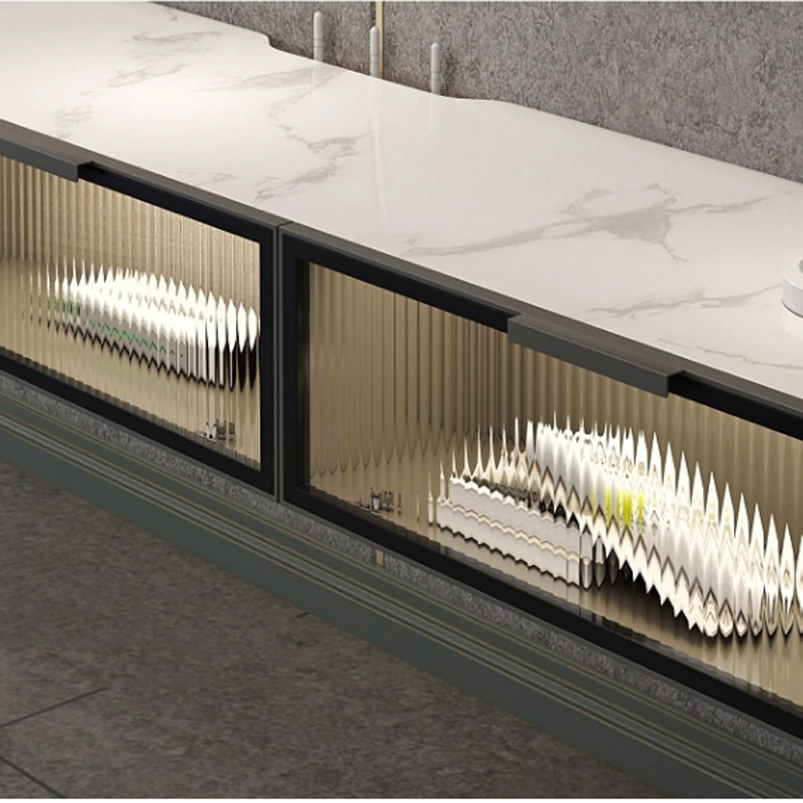 Mueble de TV de pared, Soporte flotante de lujo for TV con mesa de pizarra y puertas de vidrio abatibles, estante flotante de 70,8 pulgadas/78,7 pulgadas for debajo del televisor, centro de entretenim